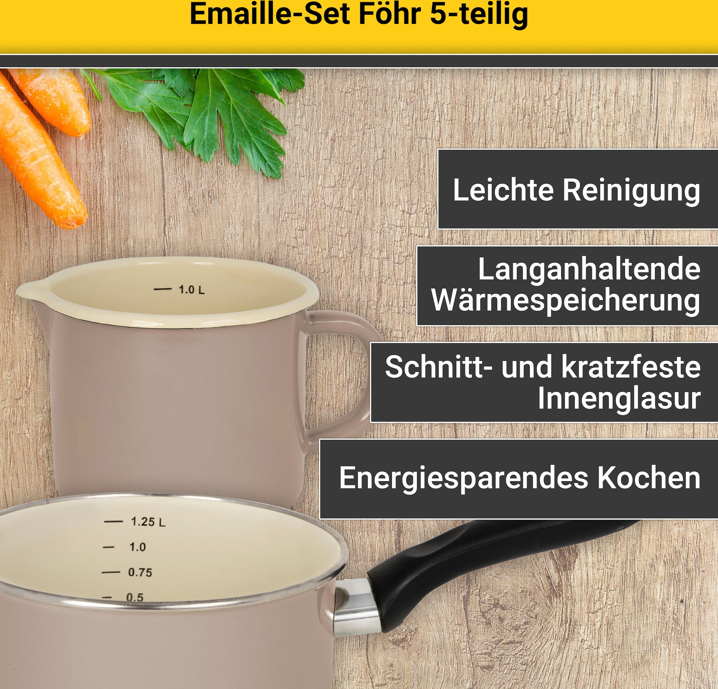 Krüger Topf-Set kaufen Emaille, tlg.), BAUR »Föhr«, (Set, Induktion | 8
