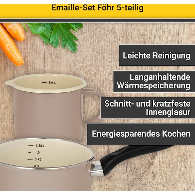 Krüger Topf-Set »Föhr«, Emaille, (Set, 8 tlg.), Induktion kaufen | BAUR