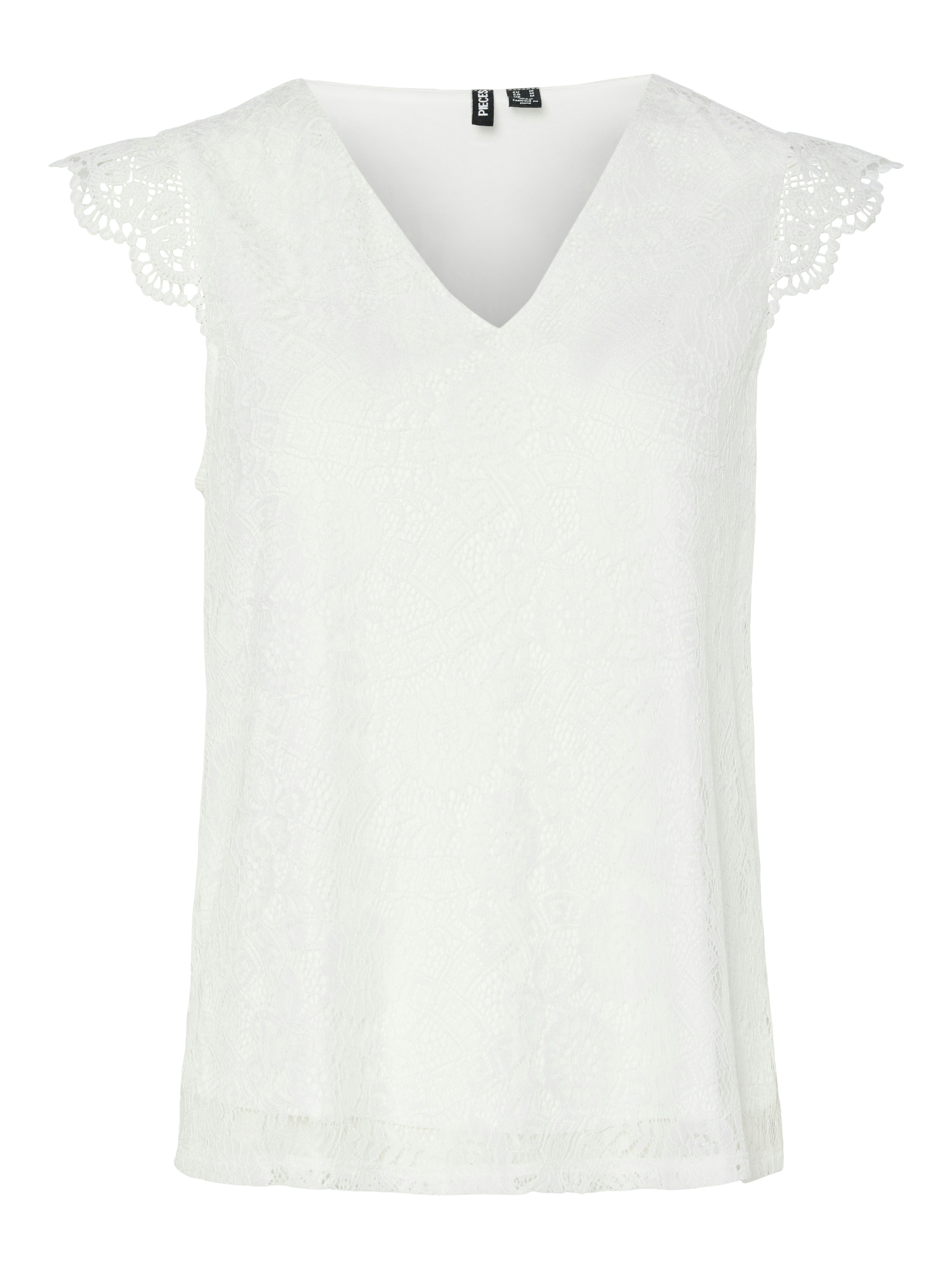 pieces Spitzentop "PCOLLINE SL LACE V-NECK TOP WVN NOOS" günstig online kaufen