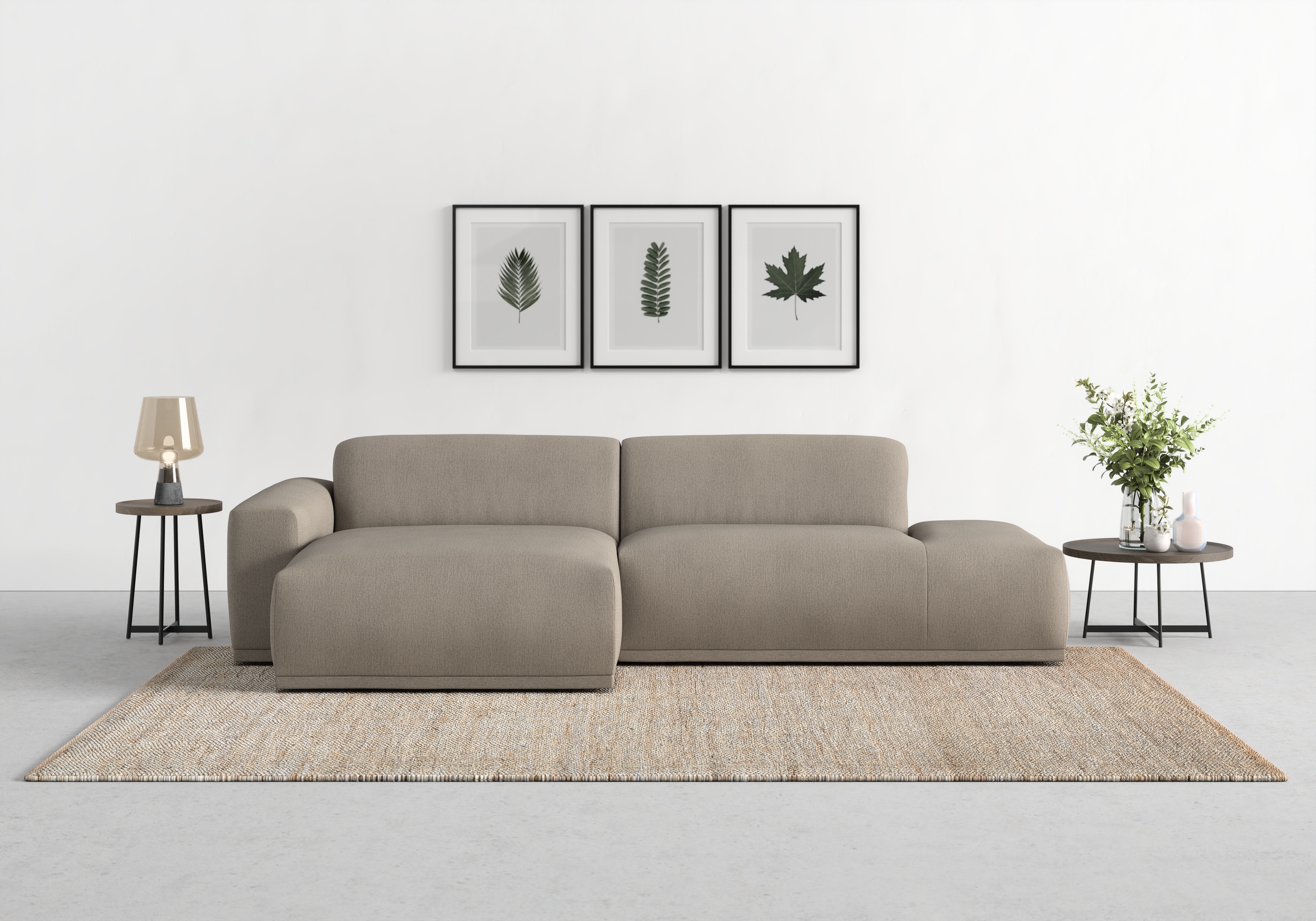 TRENDMANUFAKTUR Ecksofa "Braga, mit hochwertigem Kaltschaum, L-Form, Japandi-Design" modernes Sofa, Couch mit hohem Sitzkomfort, 275/72/160 cm (B/H/T)