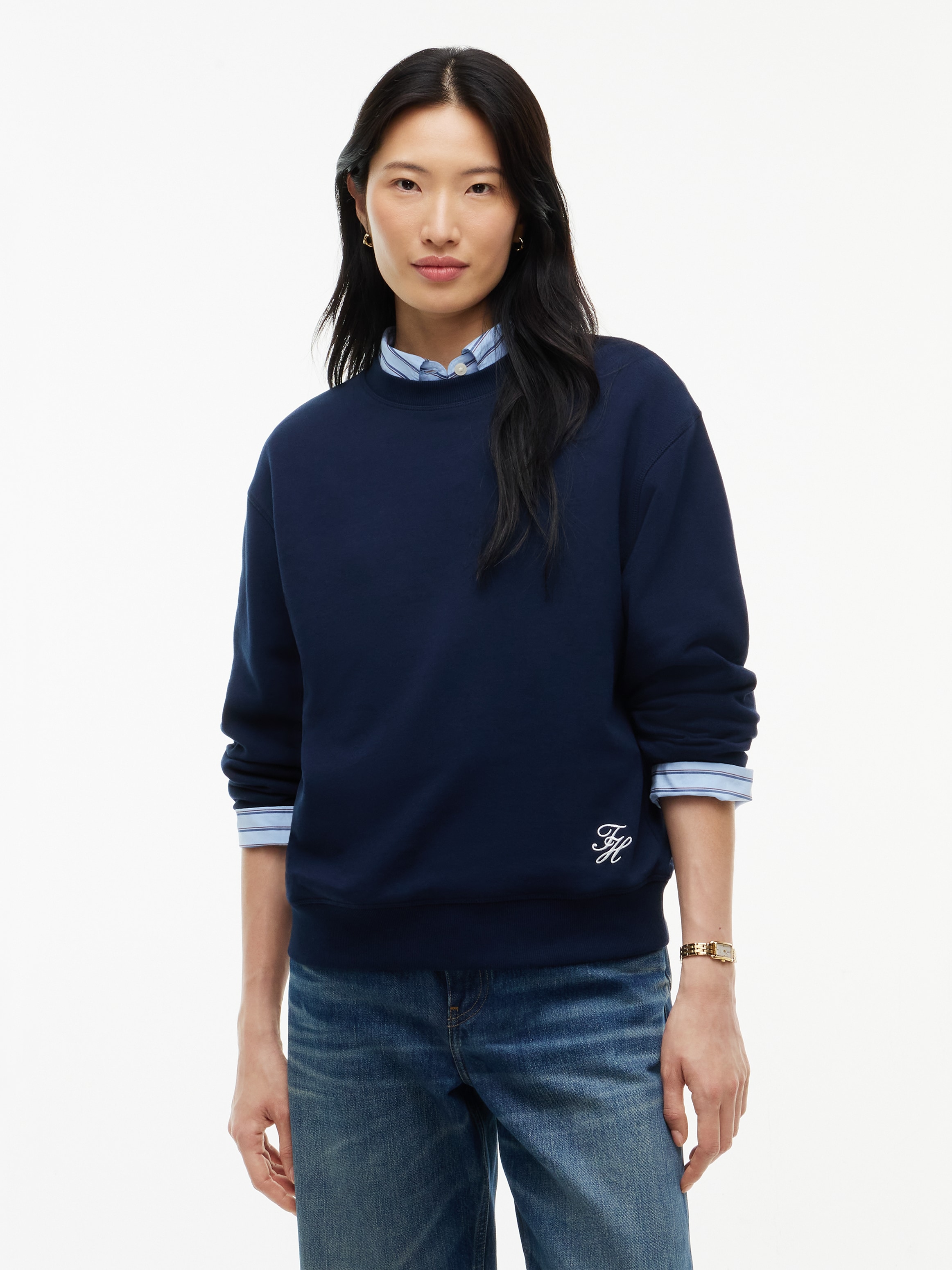Tommy Hilfiger Sweatshirt »SCRIPT TERRY MDRN C-NK SWTSHIRT«, Baumwolle
