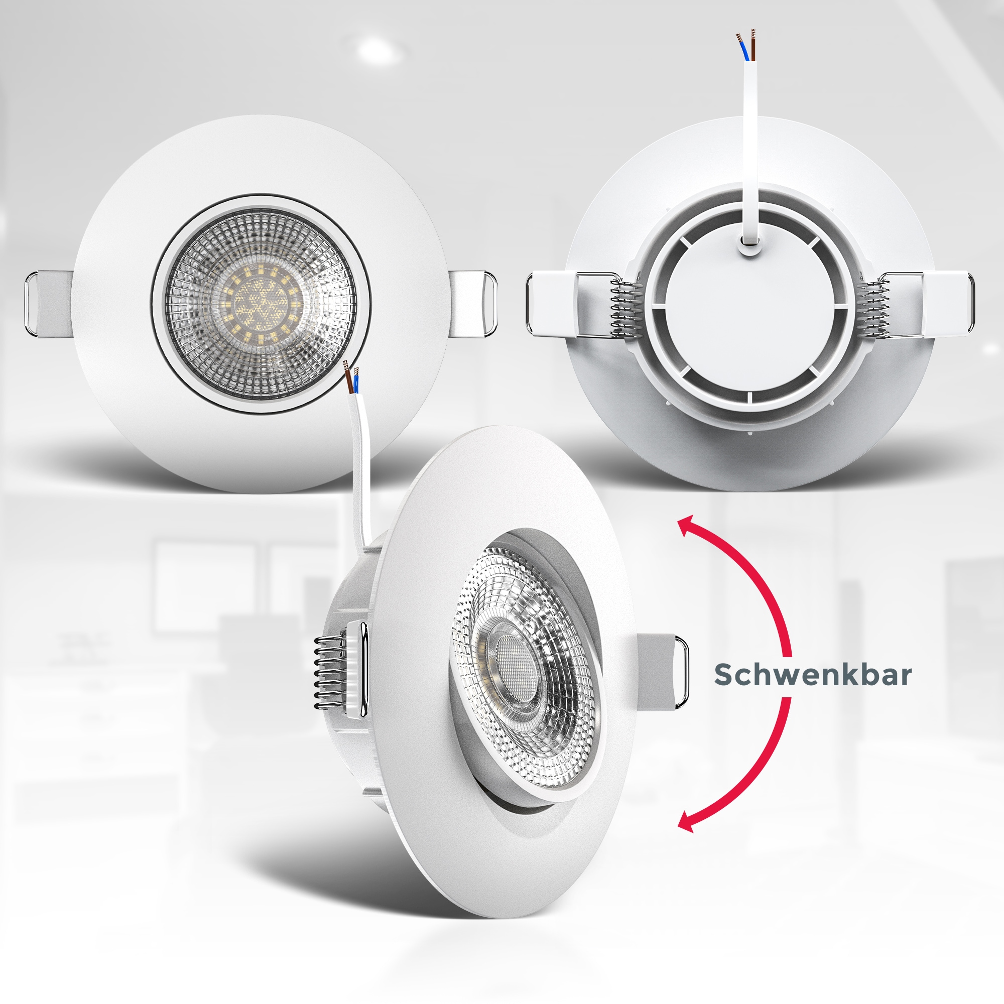 B.K.Licht LED ultra-flach, schwenkbar, | Einbauspots, Set Einbauleuchte, 6er IP23, warmweiß, BAUR Deckenspots