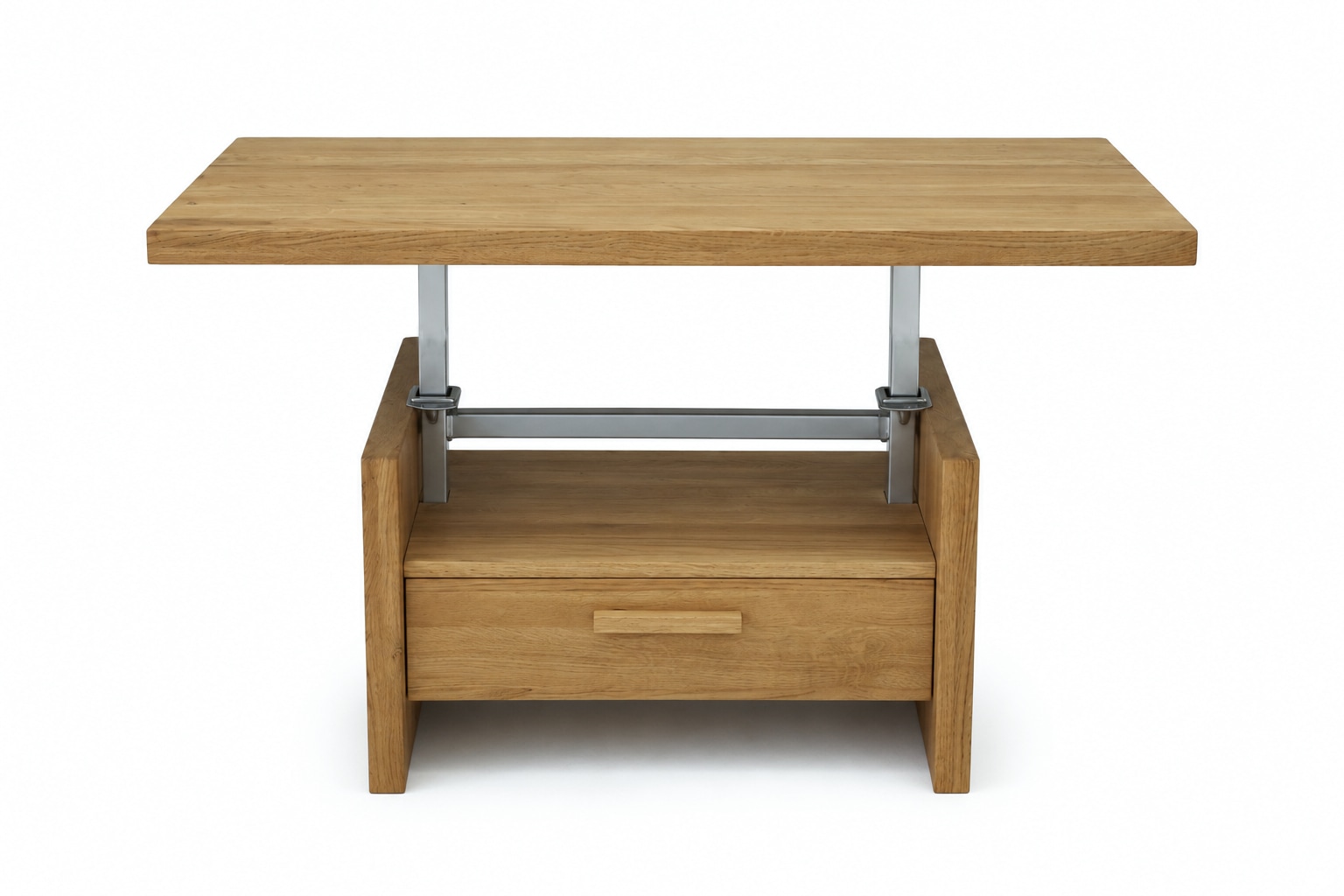 OTTO home Couchtisch »Ravenna, Kaffeetisch« Wildeiche Natur/Smoke massiv, Liftfunktion, Schublade, Ablage
