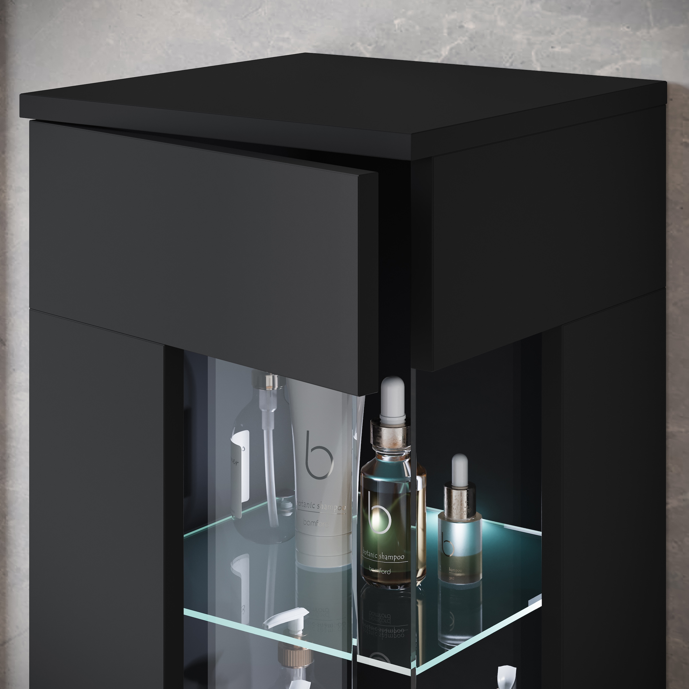 INOSIGN Badmöbel-Set »Kenia«, (Set, 5 St.), Modernes Badmöbel-Set mit viel Stauraum und Glaseinsatz
