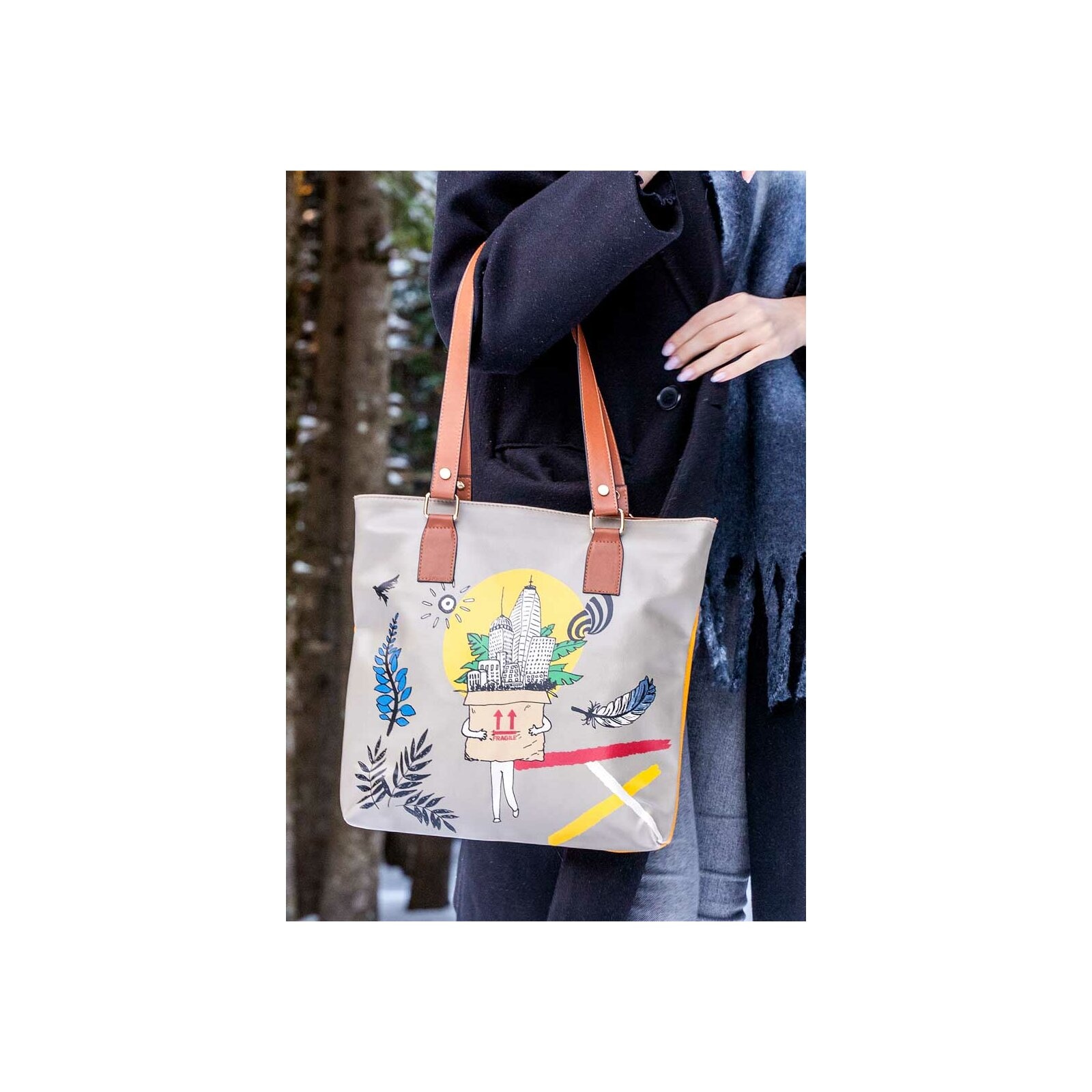 DOGO Umhängetasche »Multi Pocket Bag Fragile Damen Handtaschen (Fashion) / Neutral«, Vegan
