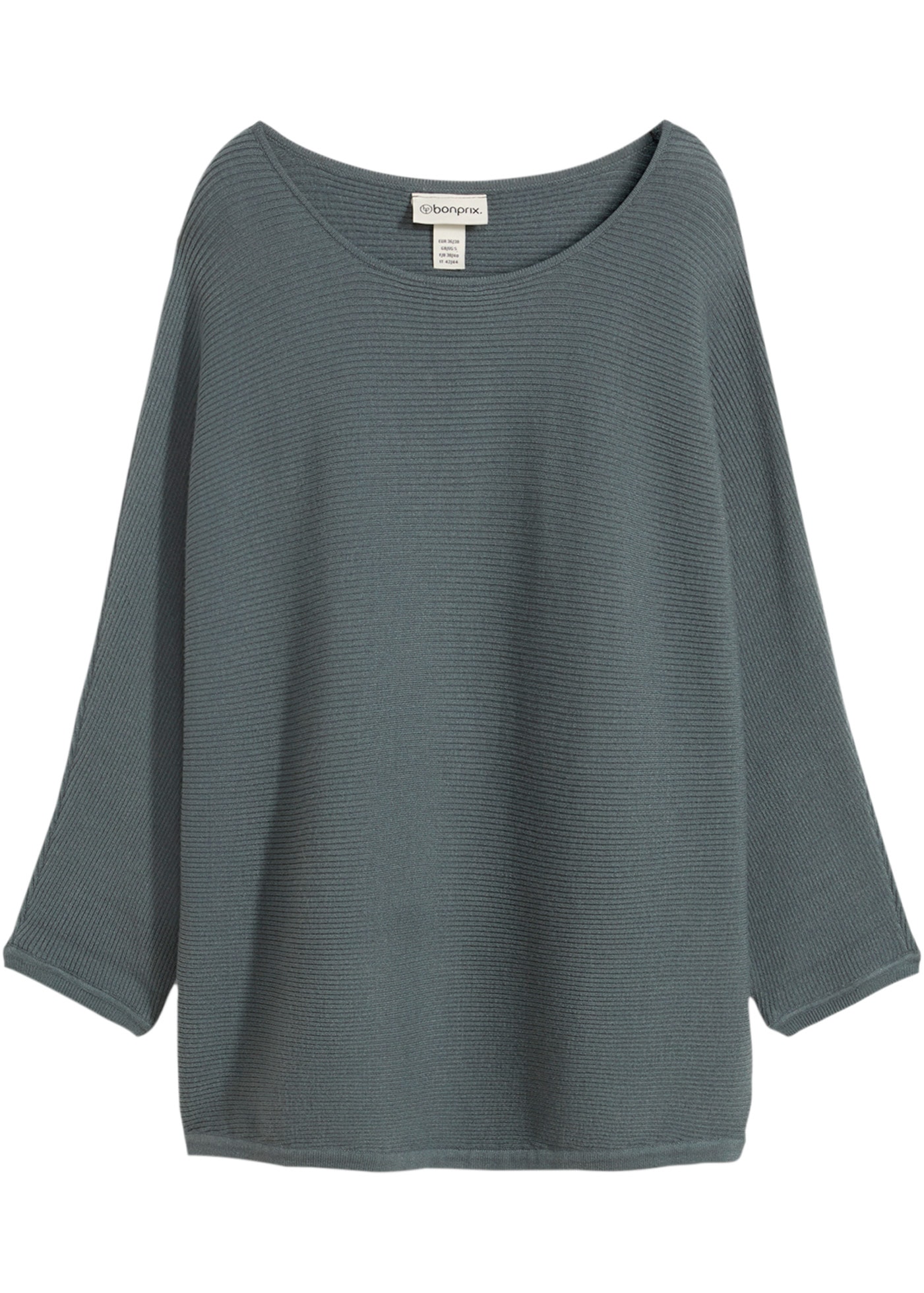 bonprix Strickpullover 1 aus Viskose, mit Rippstruktur, halber Fledermausarm