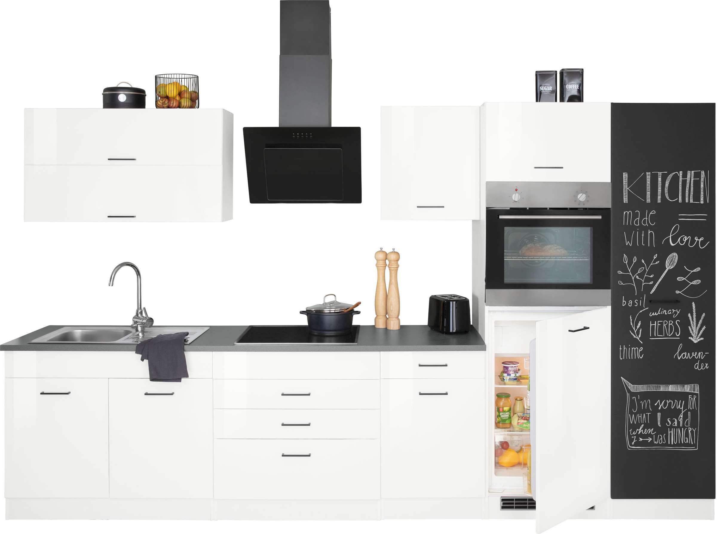 KOCHSTATION Küchenzeile »KS-Trier« mit E-Geräten, Breite 340 cm
