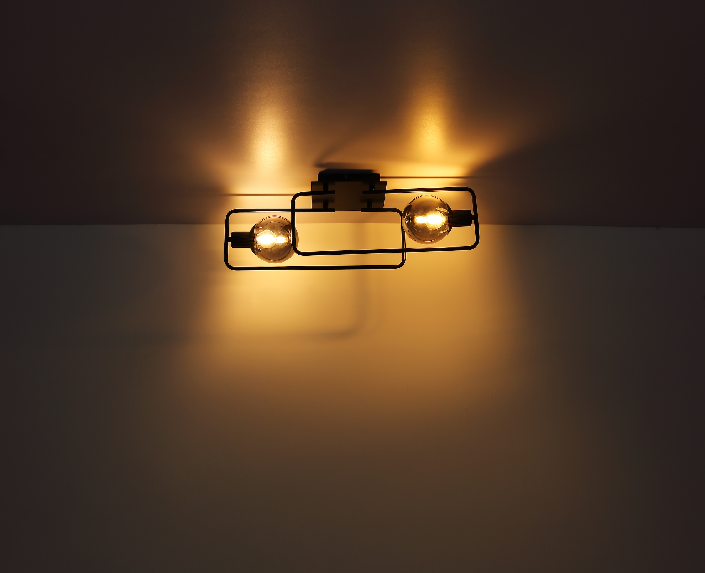 GLOBO LIGHTING Deckenleuchte »BLAMA«, Leuchtmittel E14 | ohne Leuchtmittel, Deckenlampe/Glas rauchfarben/LxBxH: 610x230x190mm