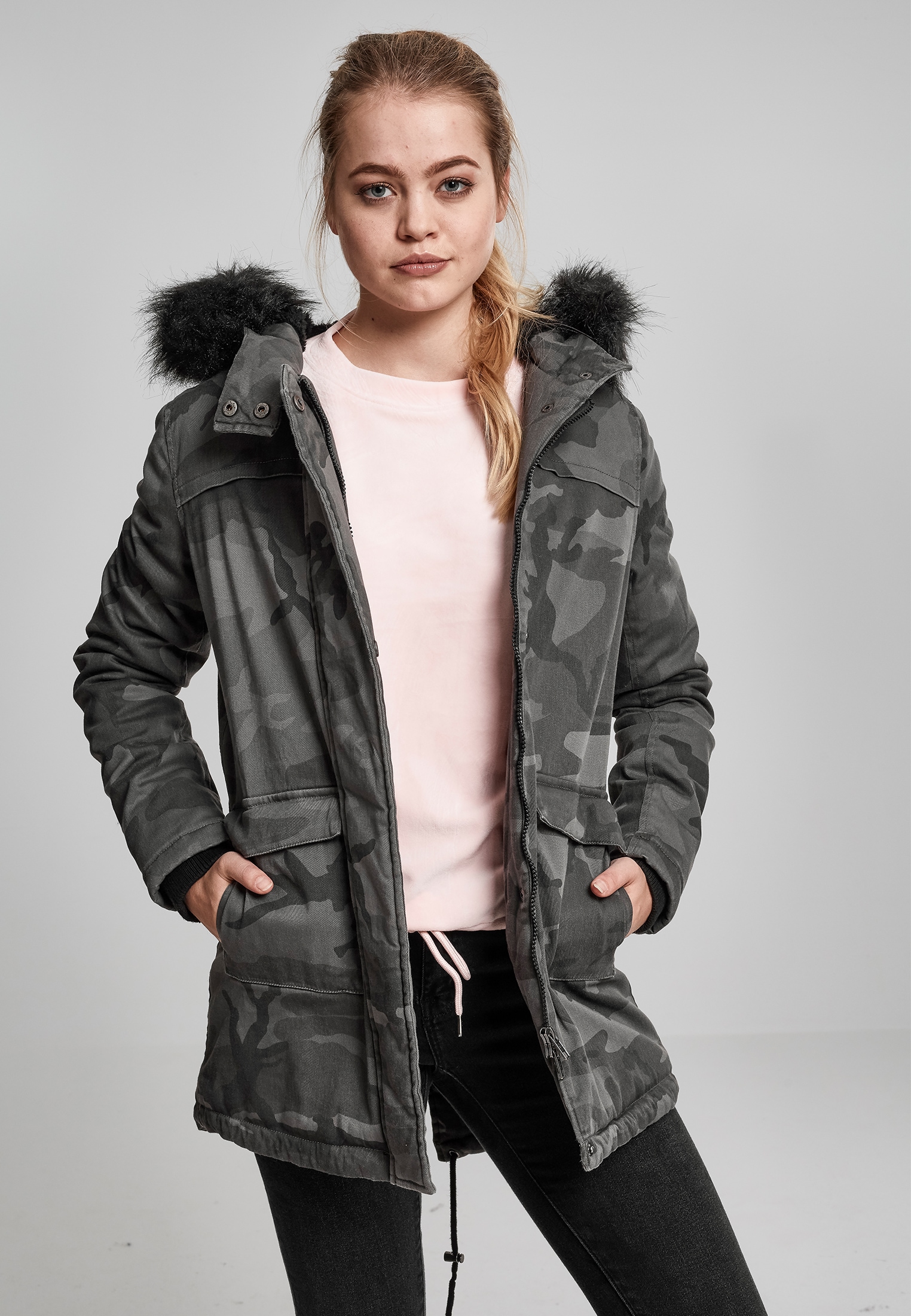 URBAN CLASSICS Parka »Damen Ladies (1 Overdyed bestellen Parka«, für Kapuze Camo BAUR ohne | St.)