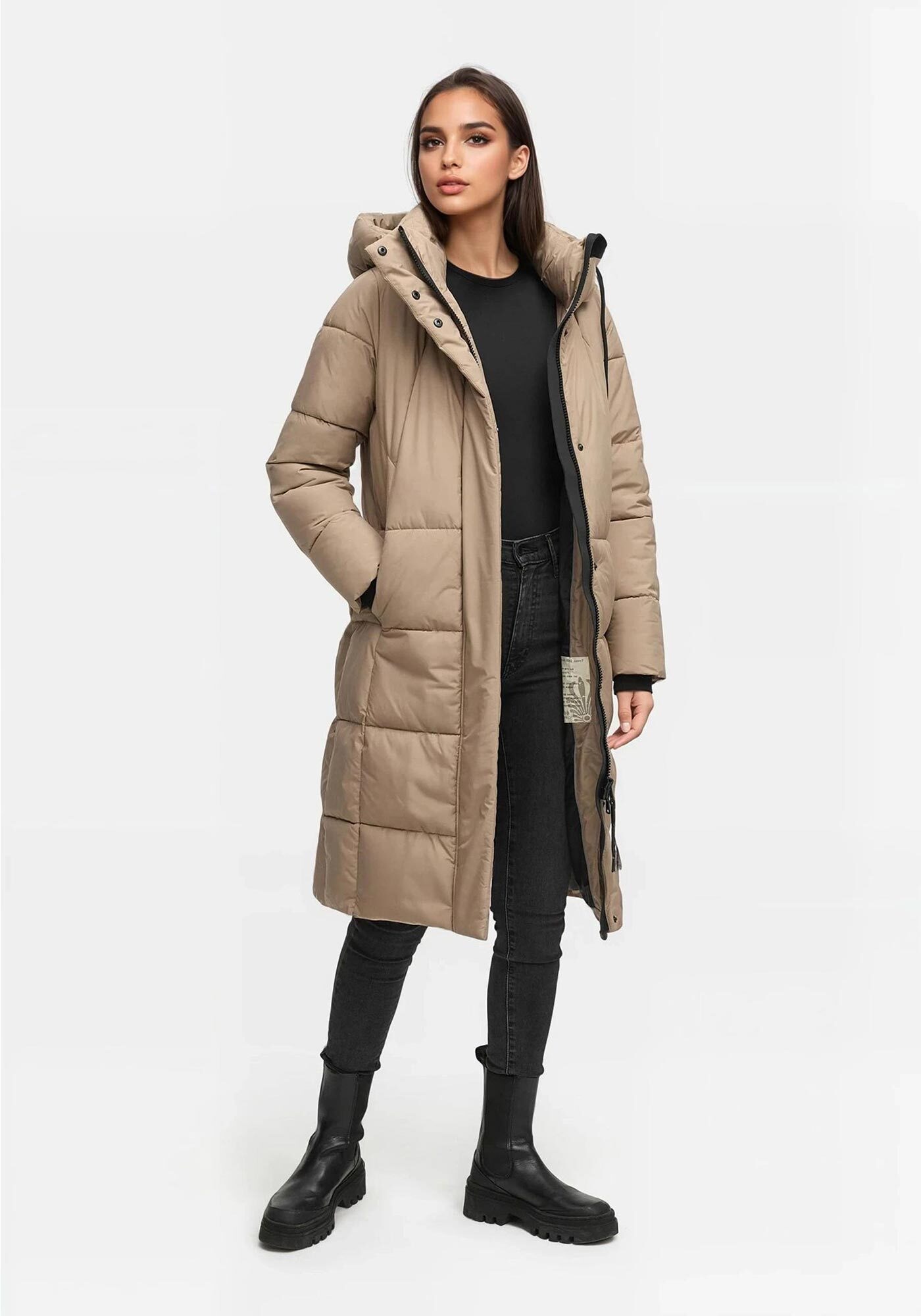 Marikoo Winterjacke "Tabiaa" mitKapuze Bewegungsschlitz am unteren Saum günstig online kaufen
