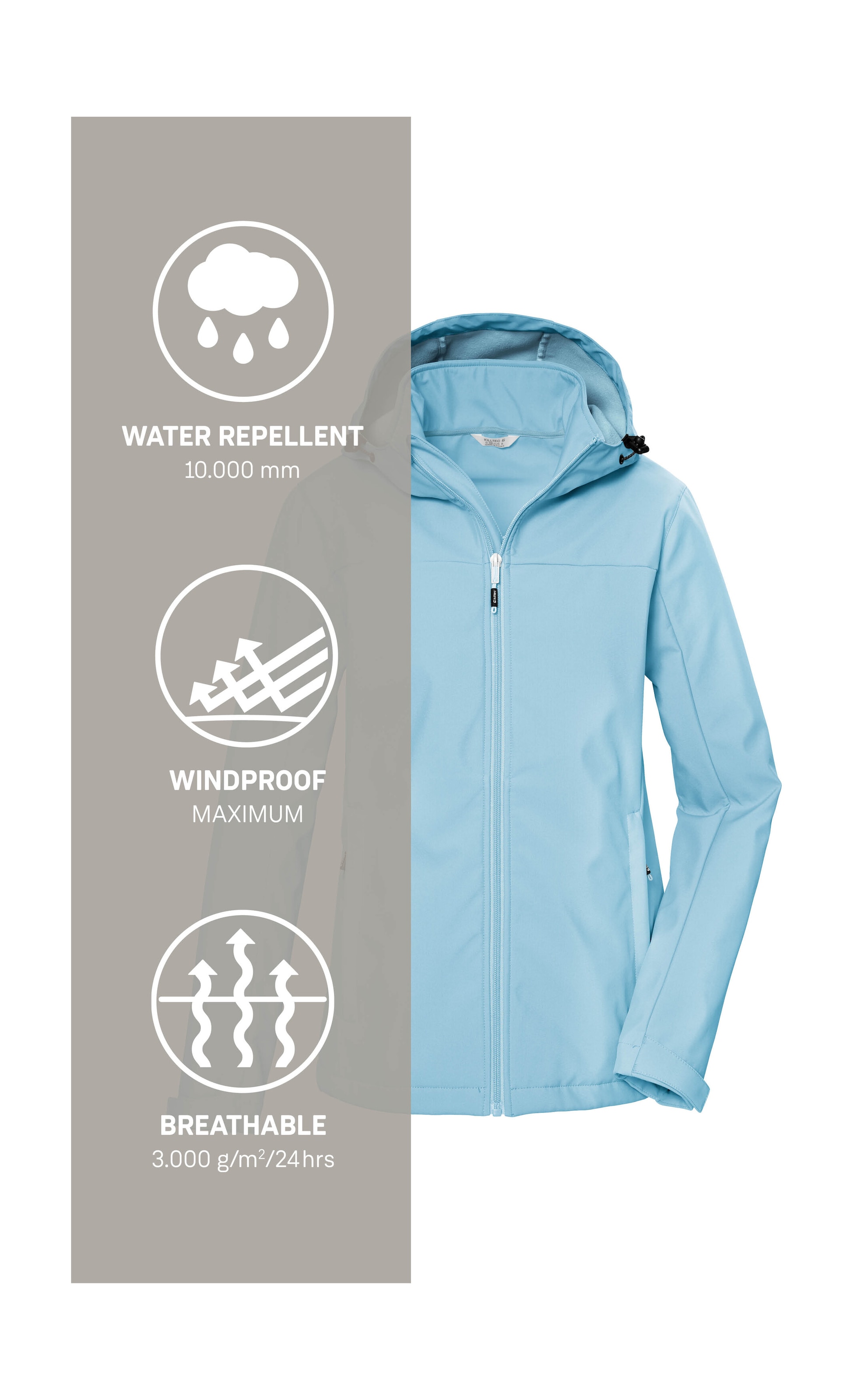 Killtec Softshelljacke »KOS 102 WMN SFTSHLL JCKT«, Wasserabweisende, atmungsaktive Softshelljacke, PFAS-frei imprägniert