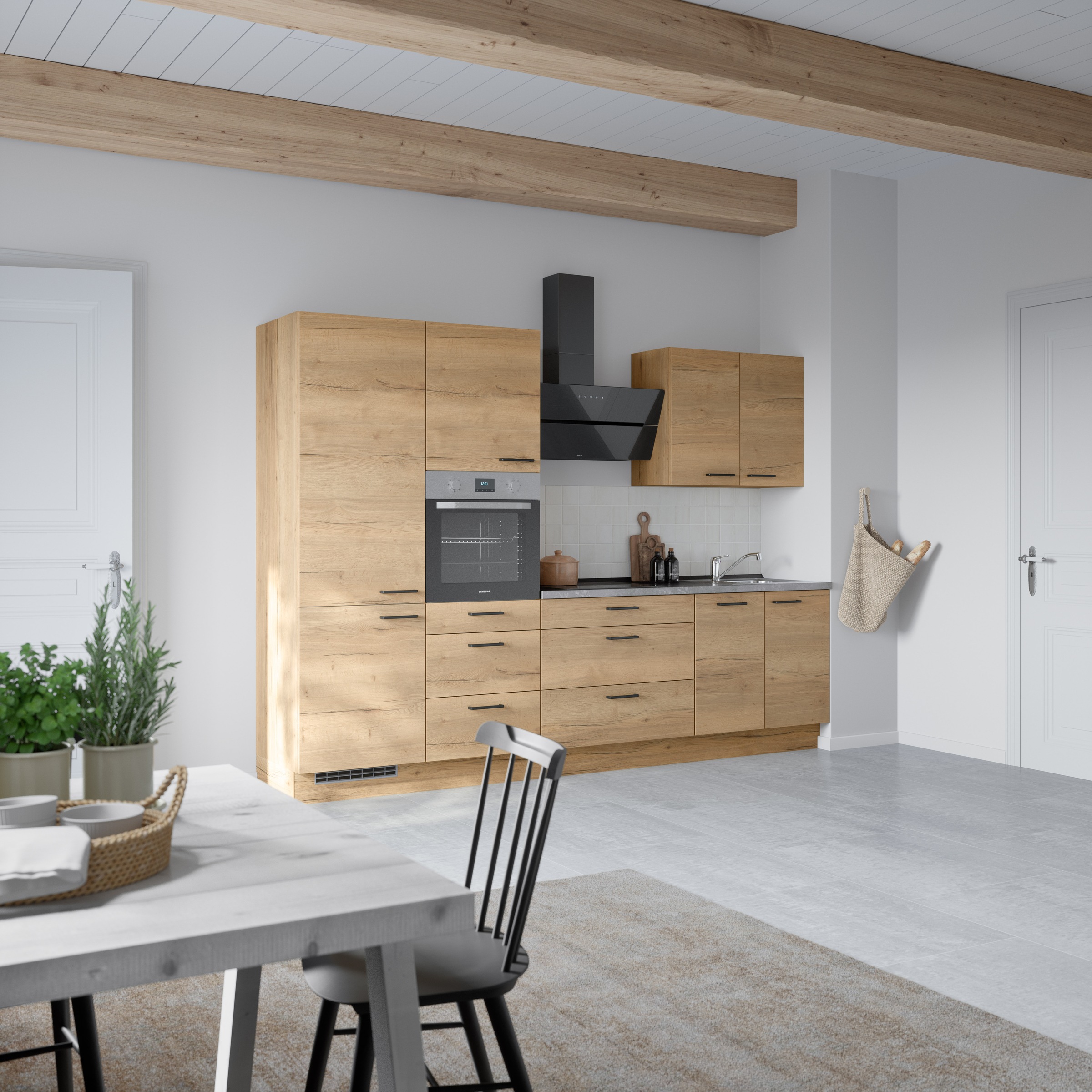 nobilia® Küchenzeile »"Structura II"«, vormontiert, Ausrichtung wählbar, Breite 300 cm, wahlw. mit E-Geräten