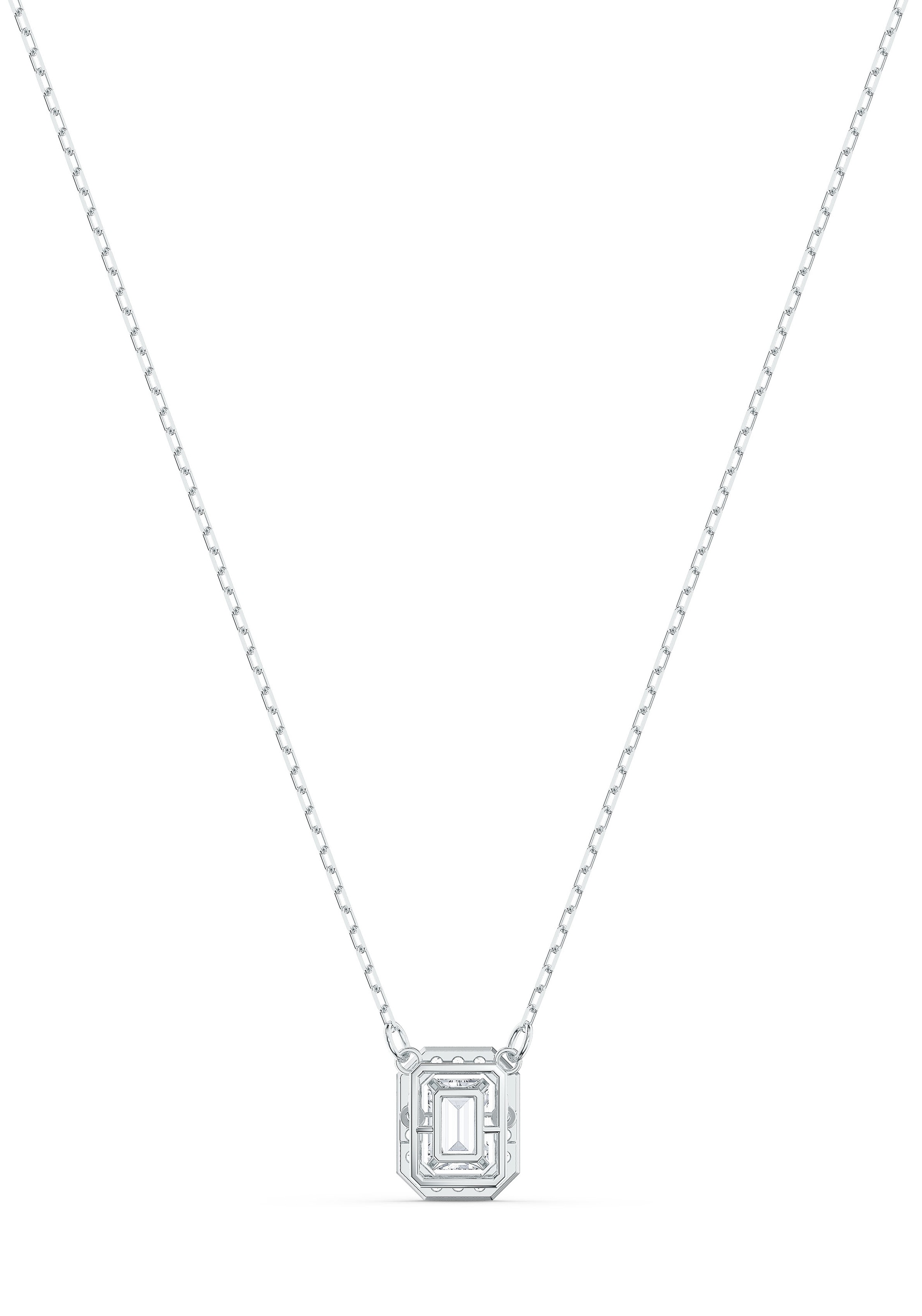Kette mit Anhänger SWAROVSKI "Una Millenia Dc", silber (metallfarben, kristallweiß), Halsketten, Damen, Metall, L: 43, mit Swarovski Kristall, Swarovski Zirkonia (synth.) 4