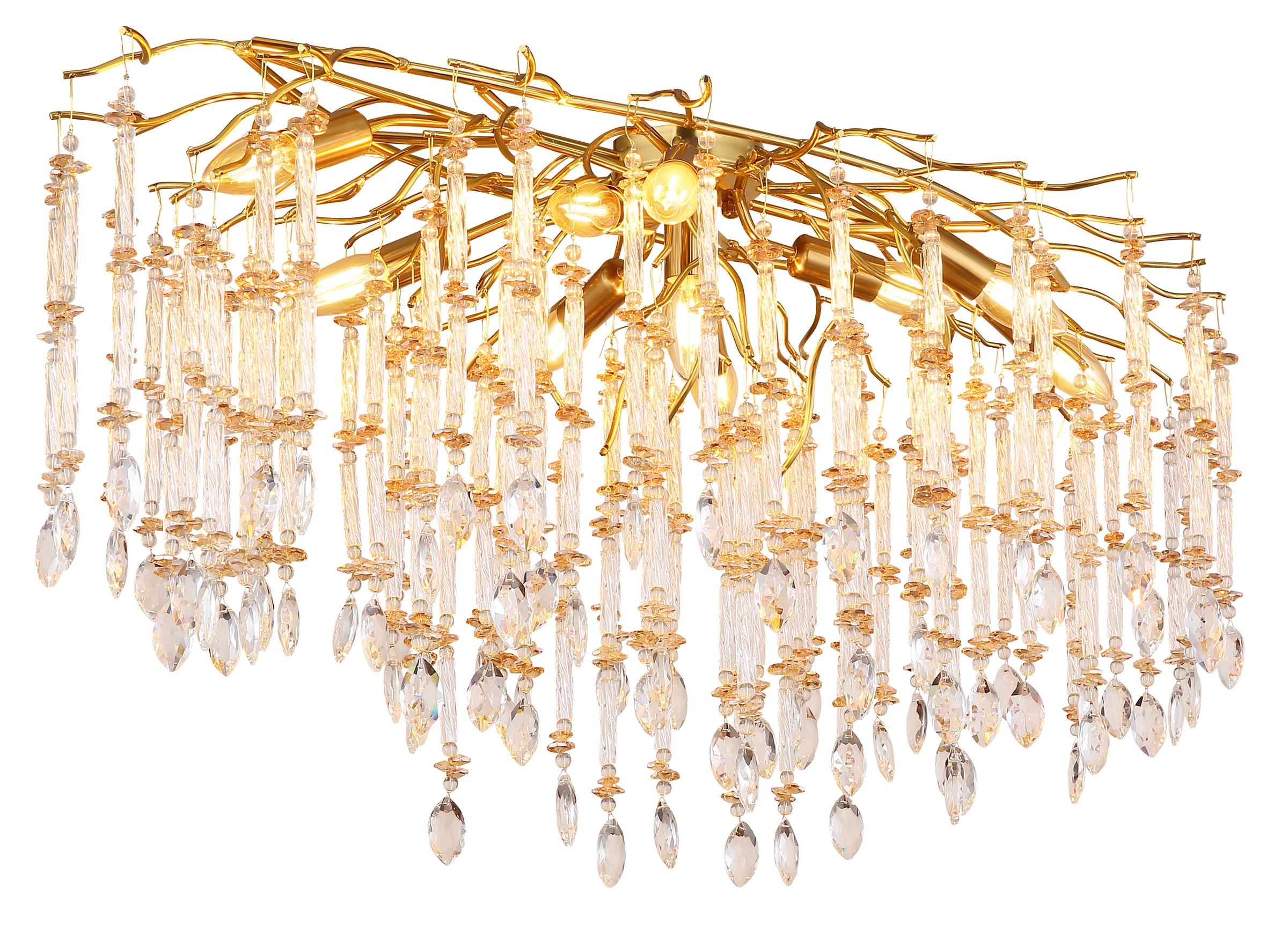 GLOBO LIGHTING Deckenleuchte »GLORIA« E14 1 Stk. Goldfarbene Deckenleuchte mit klaren und amber Glaskristallen