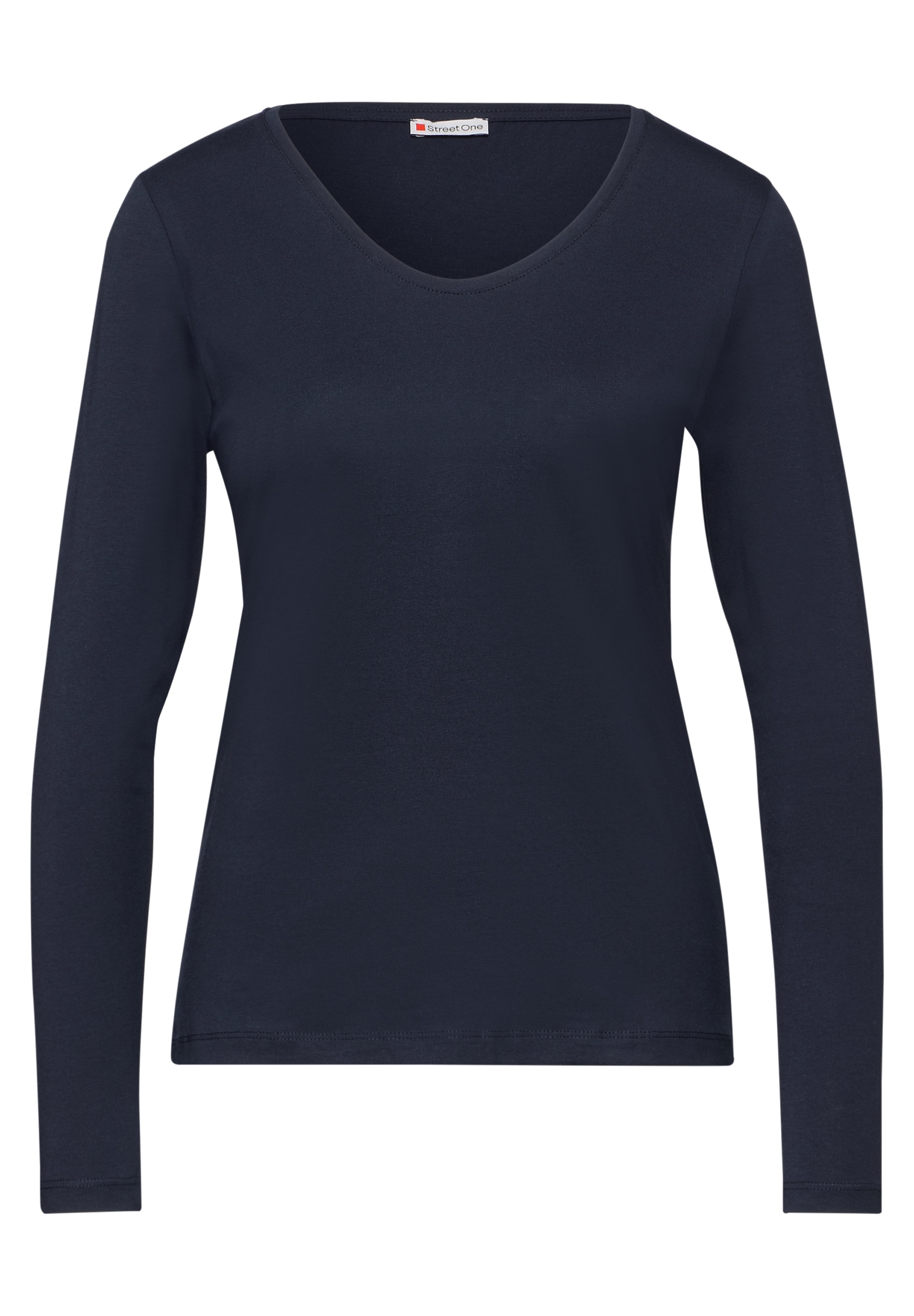 STREET ONE Langarmshirt, mit abgerundetem V-Ausschnitt