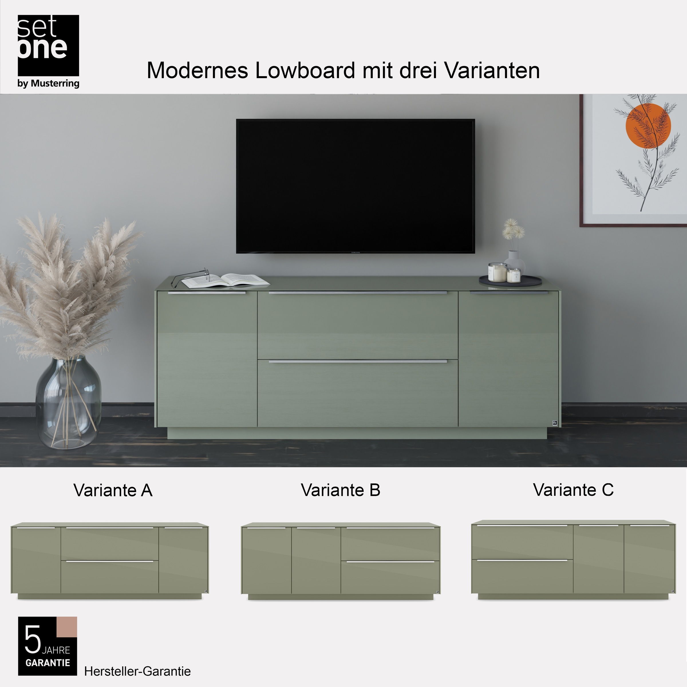 set one by Musterring Lowboard »Reno« 1 Stk. tlg. Mit Sockel in diversen Farben, 71 cm Höhe & Farbauswahl