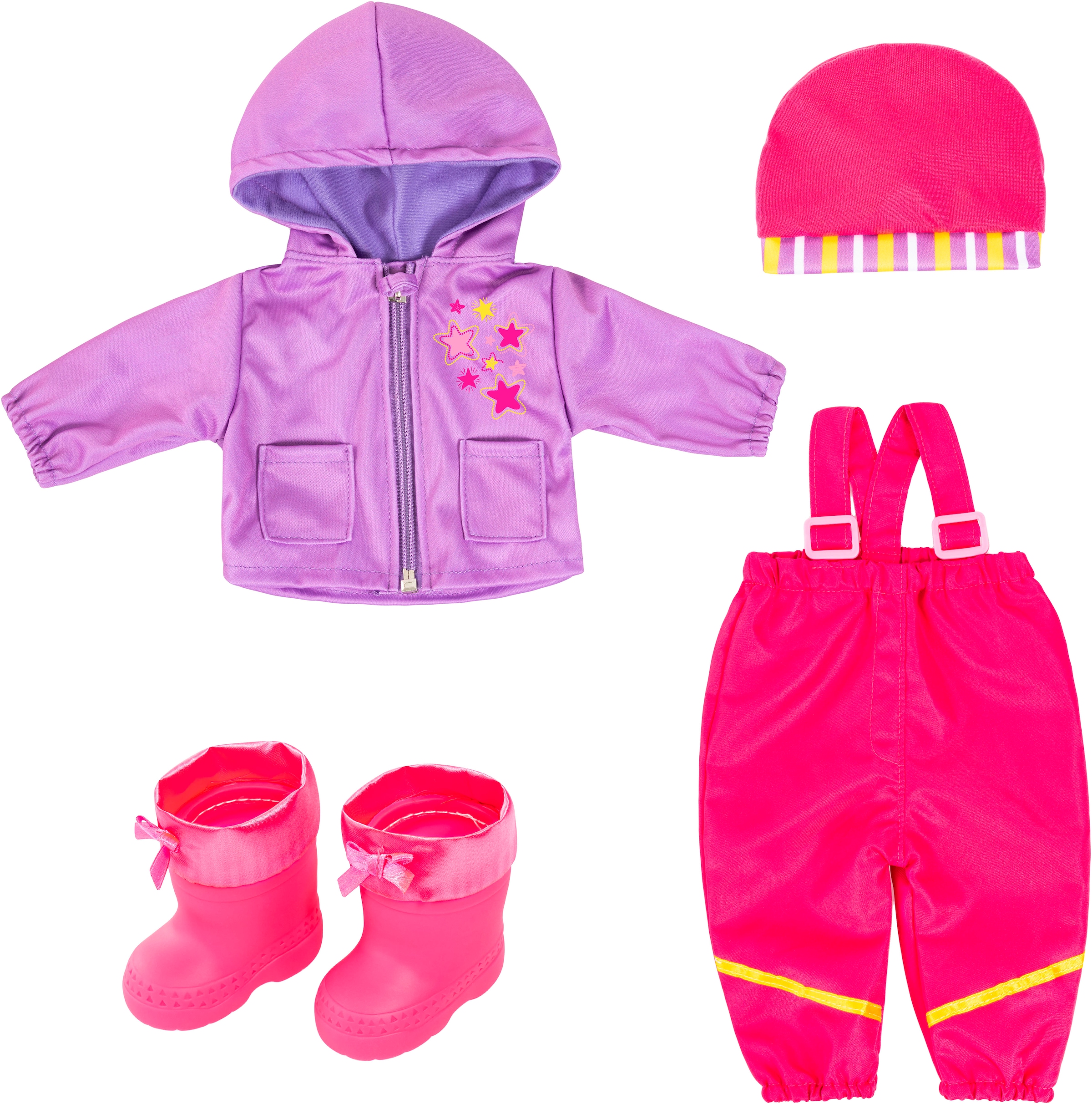 BAYER Kinder Puppenkleidung "Regen-Set pink/lila", pink, Puppenkleidung
