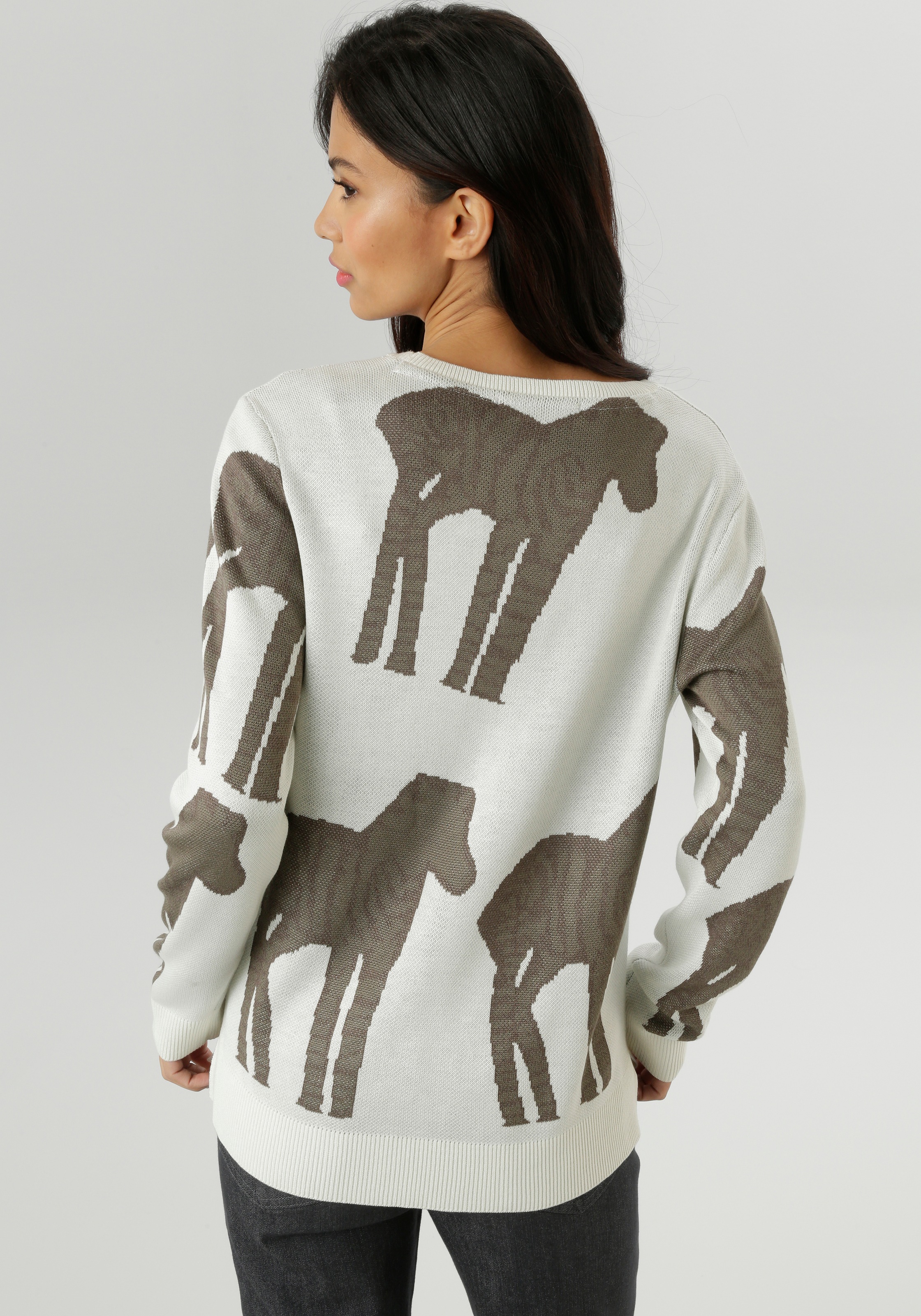 Aniston SELECTED Strickpullover mit trendiger und großflächiger Jacquardmus günstig online kaufen