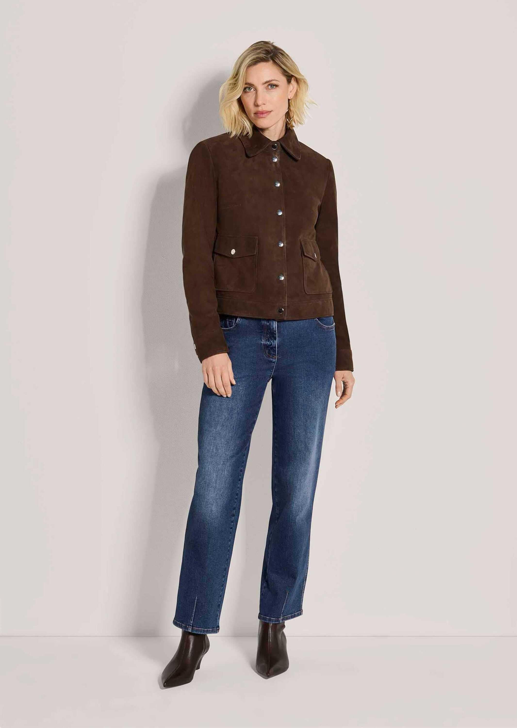 MADELEINE Lederjacke »Jacke Velourslederjacke mit Hemdkragen«