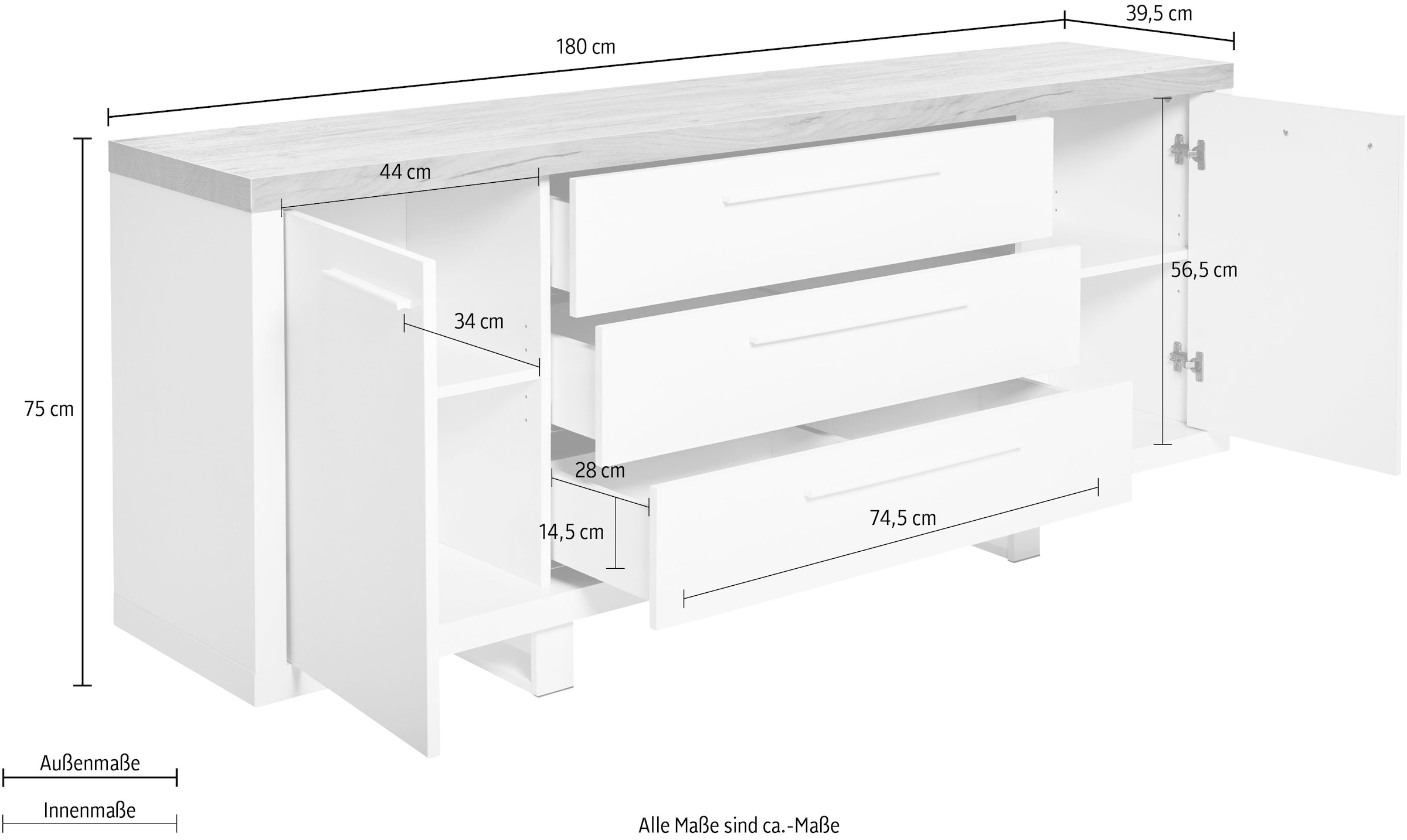 Jahnke Sideboard »SCOPE«, Breite ca. 180 cm