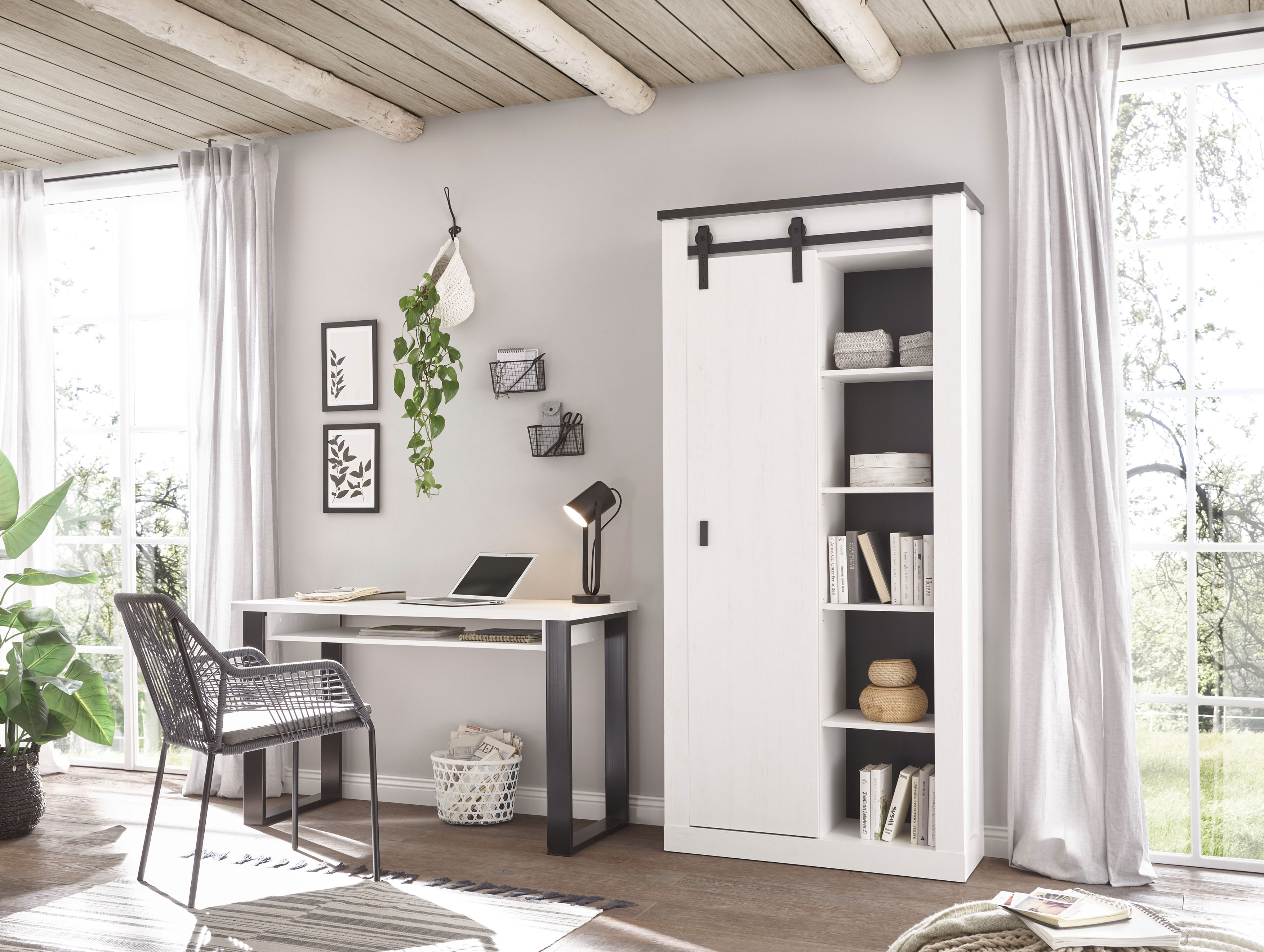 Home affaire Schrank-Set "SHERWOOD" 2 Stk. tlg. Büromöbel Set, mit Scheunen günstig online kaufen