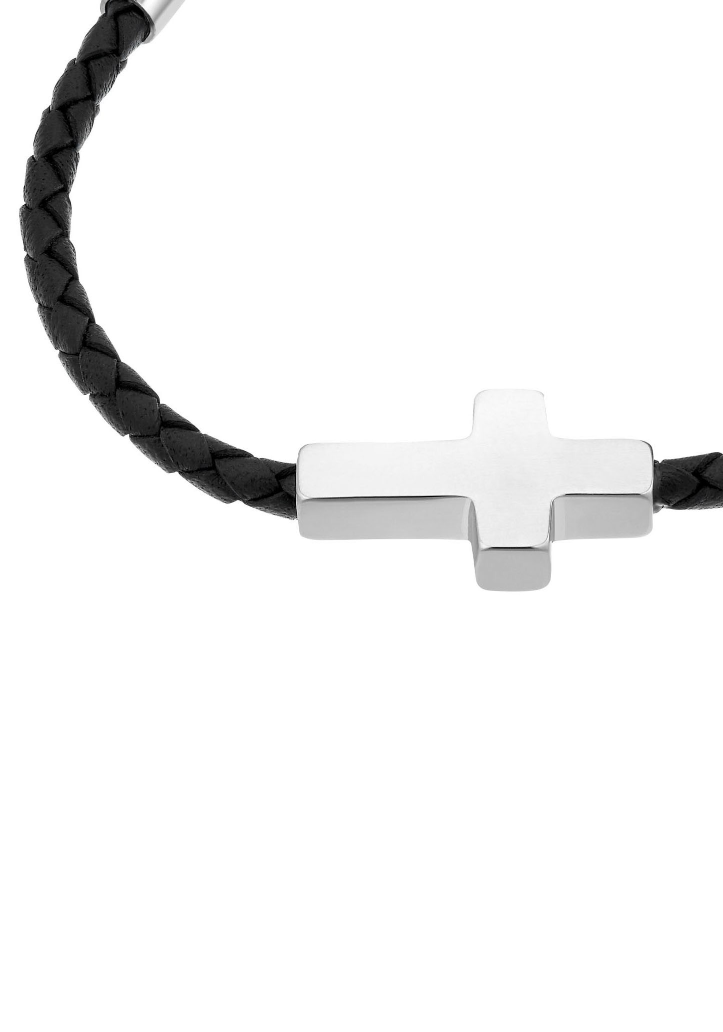 s.Oliver Junior Lederarmband BAUR | + aus bestellen Edelstahl »Kreuz, Leder 2036872«, online