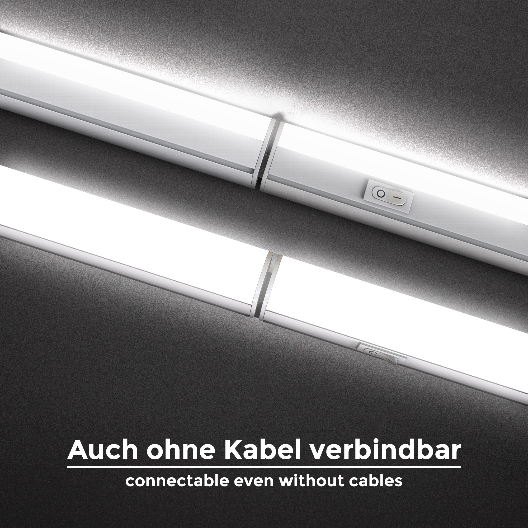B.K.Licht Unterschrankleuchte, 2er-Set, je 1 x LED-Platine, 4 Watt, 400 Lumen, 4.000 Kelvin, nicht dimmbar, inkl. EIN/AUS-Schalter, inkl. Zuleitung 1,5 Meter