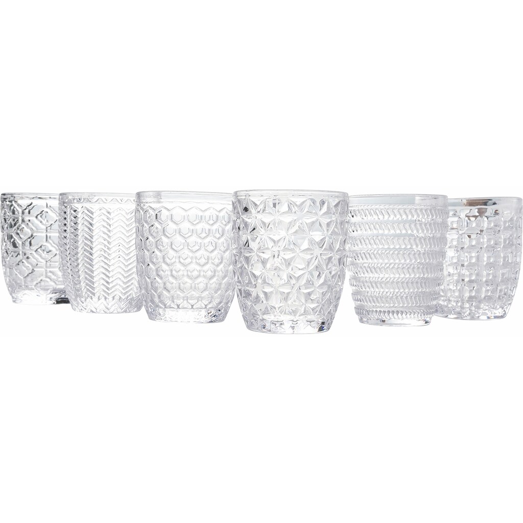 Villa d'Este Gläser-Set »Geometrie Transparent«, (Set, 6 tlg.), Wassergläser-Set, 6-teilig, Inhalt 300 ml