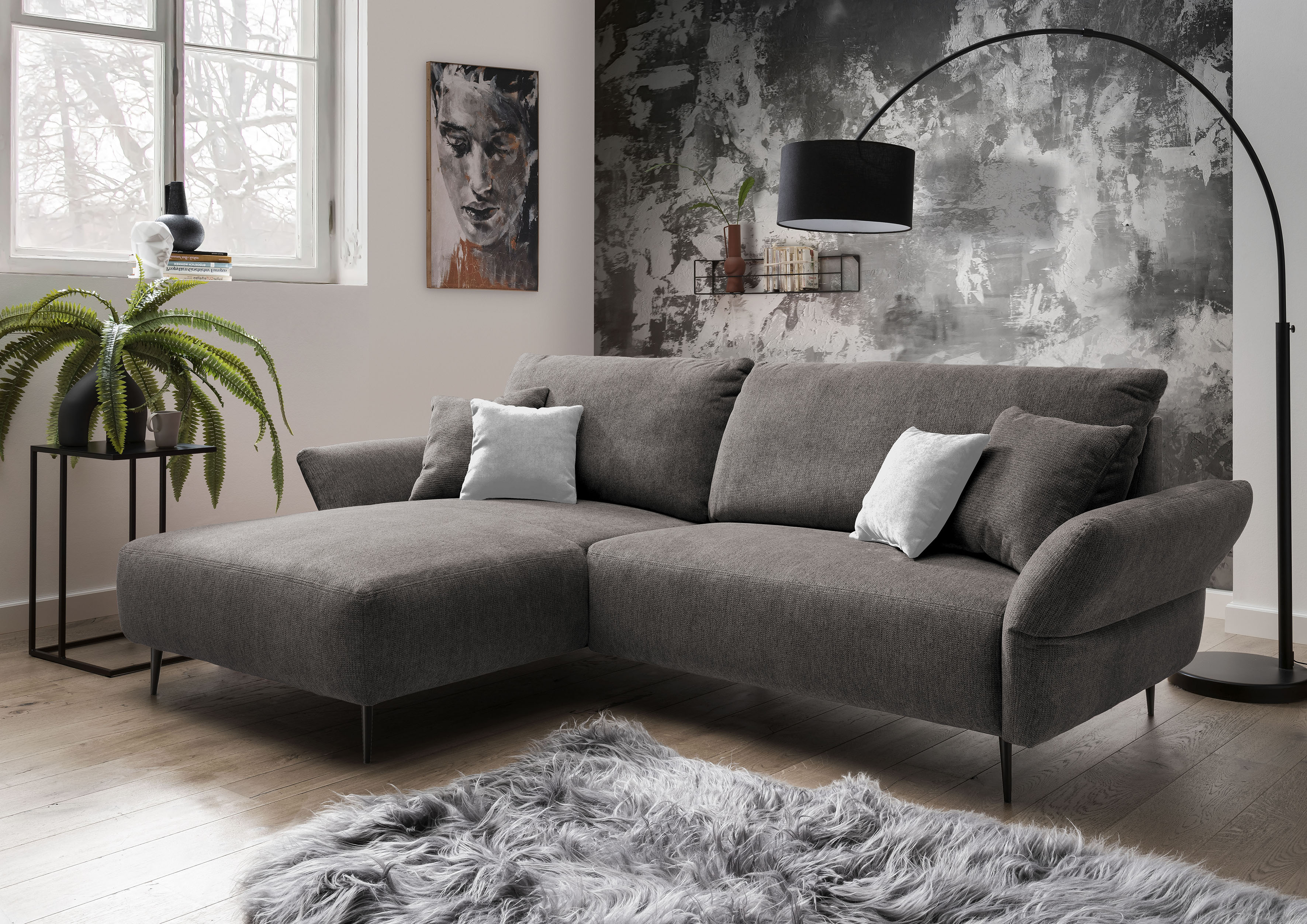 Home affaire Ecksofa "Amarena modern & bequem, verstellbare Armlehnen, L-Form" inklusive Armlehnenverstellfunktion, inkl. 4x Zierkissen