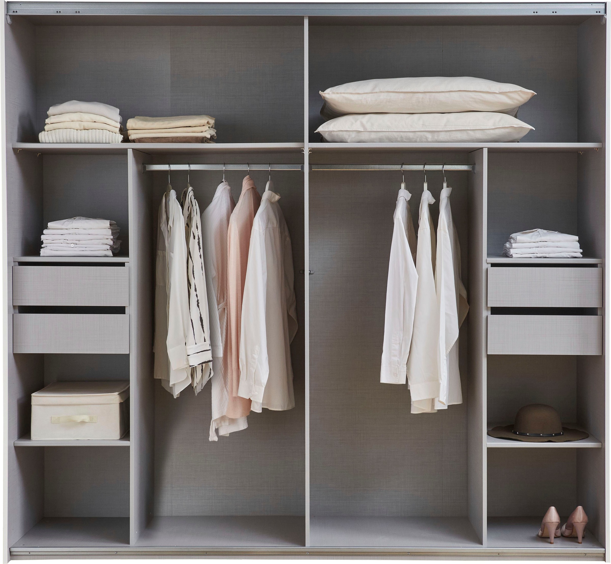 Wimex Schwebetürenschrank »Jork Kleiderschrank mit Spiegel, schwarze Metallgriffe«, Schrank in verschiedenen Größen und Innenausstattungsvarianten