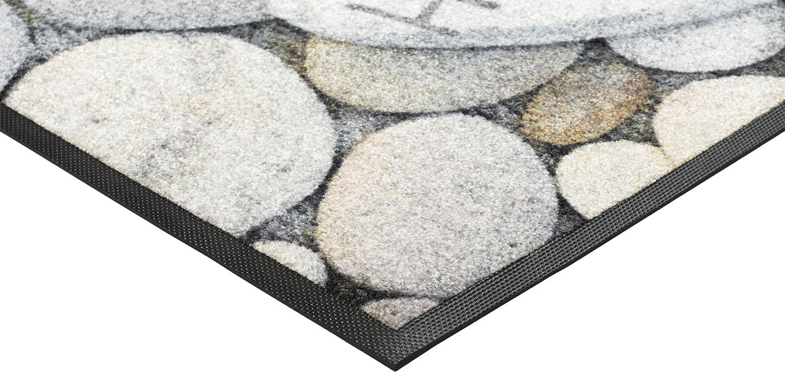 wash+dry by Kleen-Tex Fußmatte »Pebble Stones«, rechteckig, 7 mm Höhe, Schmutzfangmatte, Motiv Kieselsteine, mit Spruch, rutschhemmend