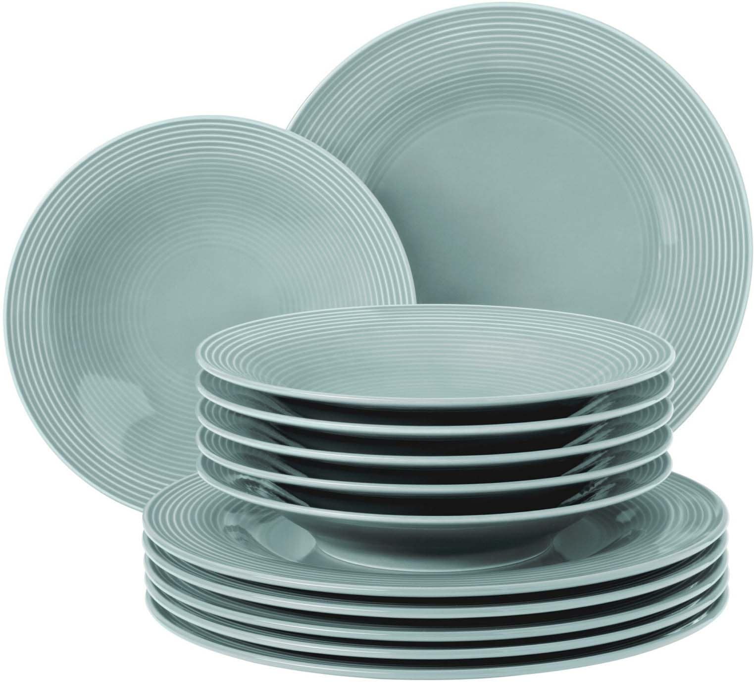 Seltmann Weiden Tafelservice "Teller Set, Geschirr-Set Beat" mit Rillendekor, 12 Teile, für 6 Personen