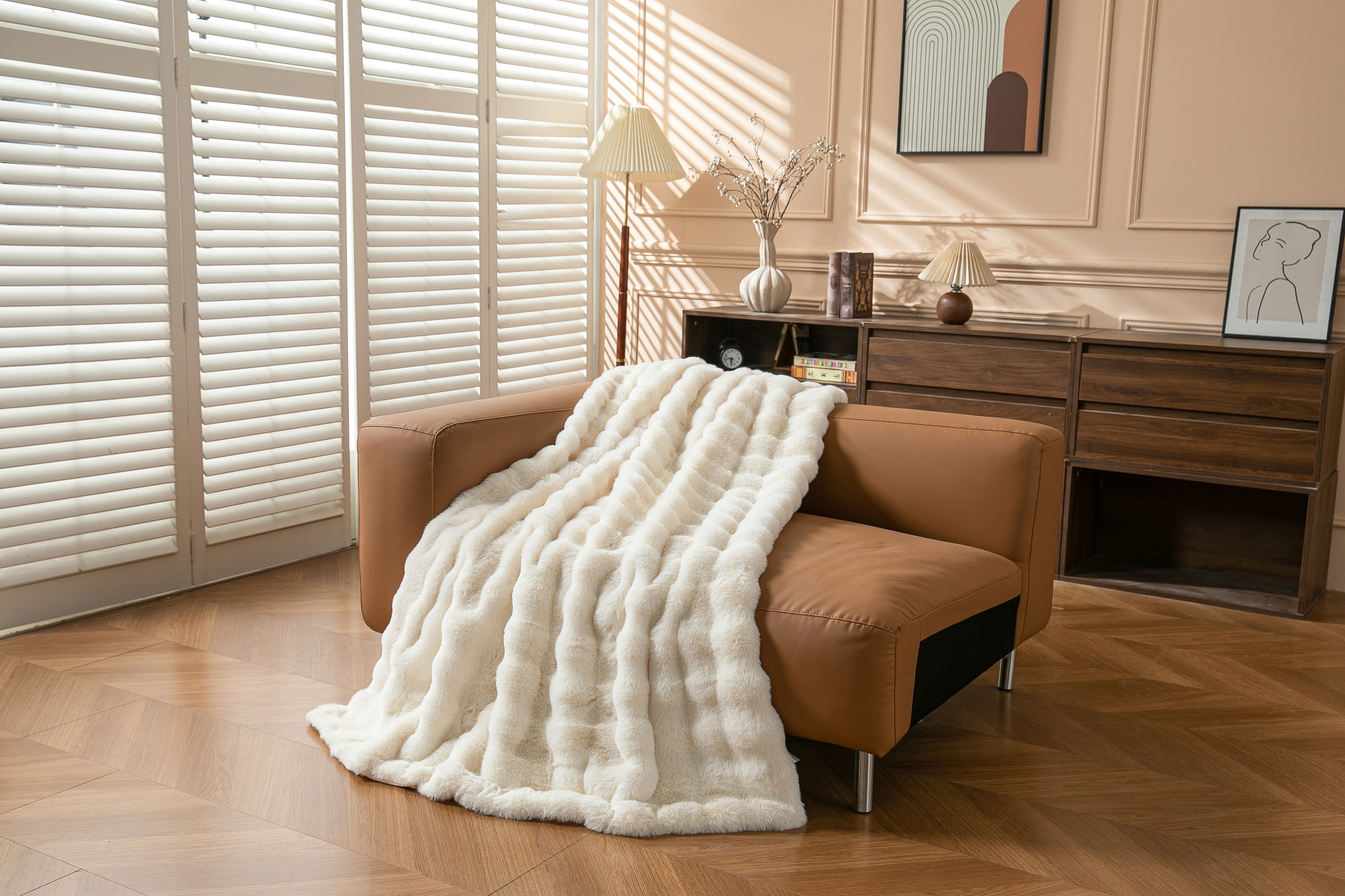 OTTO home Wohndecke »Briee Premium« Decke mit Fell-Optik, bubble, unifarben, hochwertige Qualität 550g/m²
