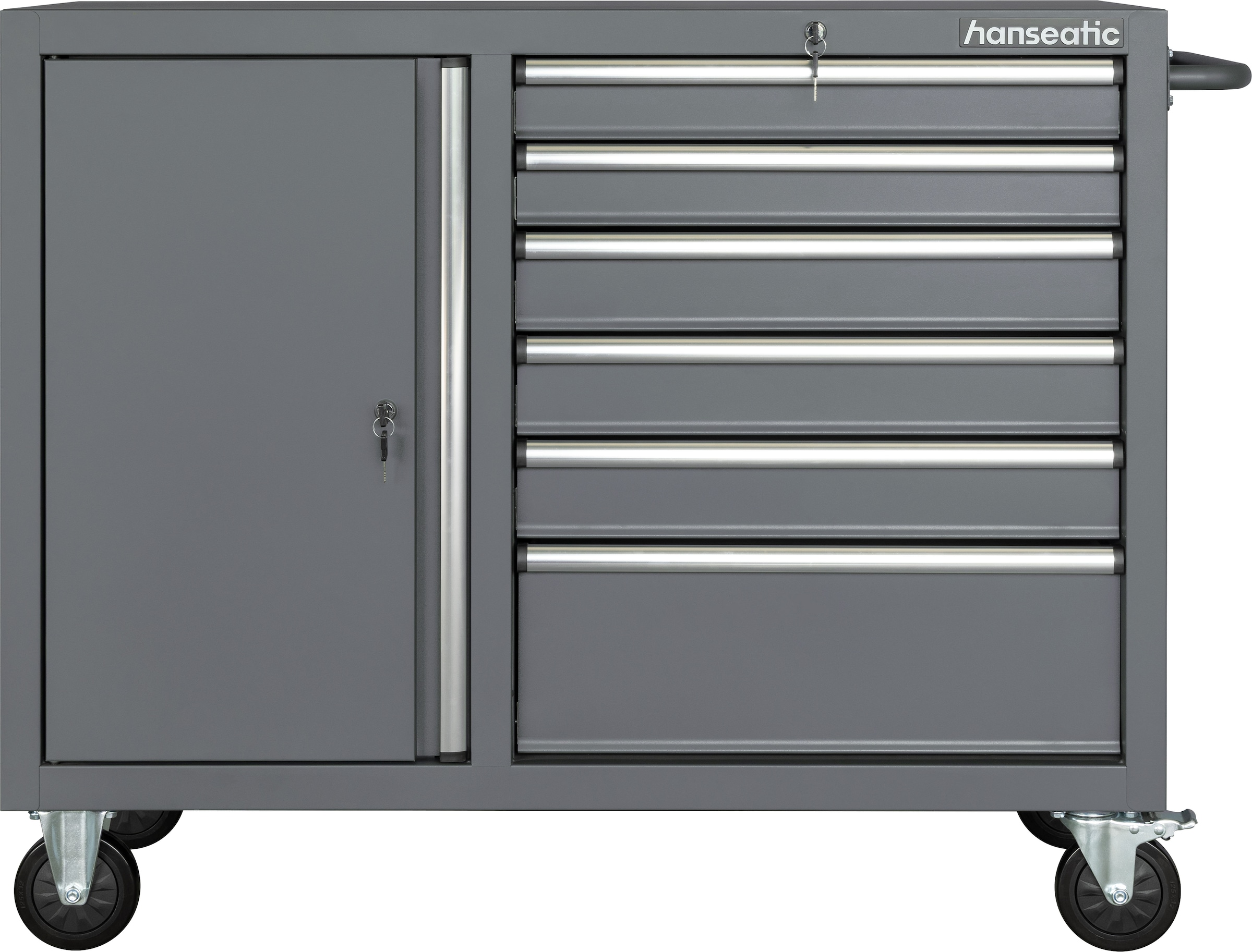 HANSEATIC Werkstattwagen "Miami I", B:123,5cm H:95,5cm T:46cm, grau, Werkstattwagen, abschließbar, inkl. 4 Schlüssel, vormontiert