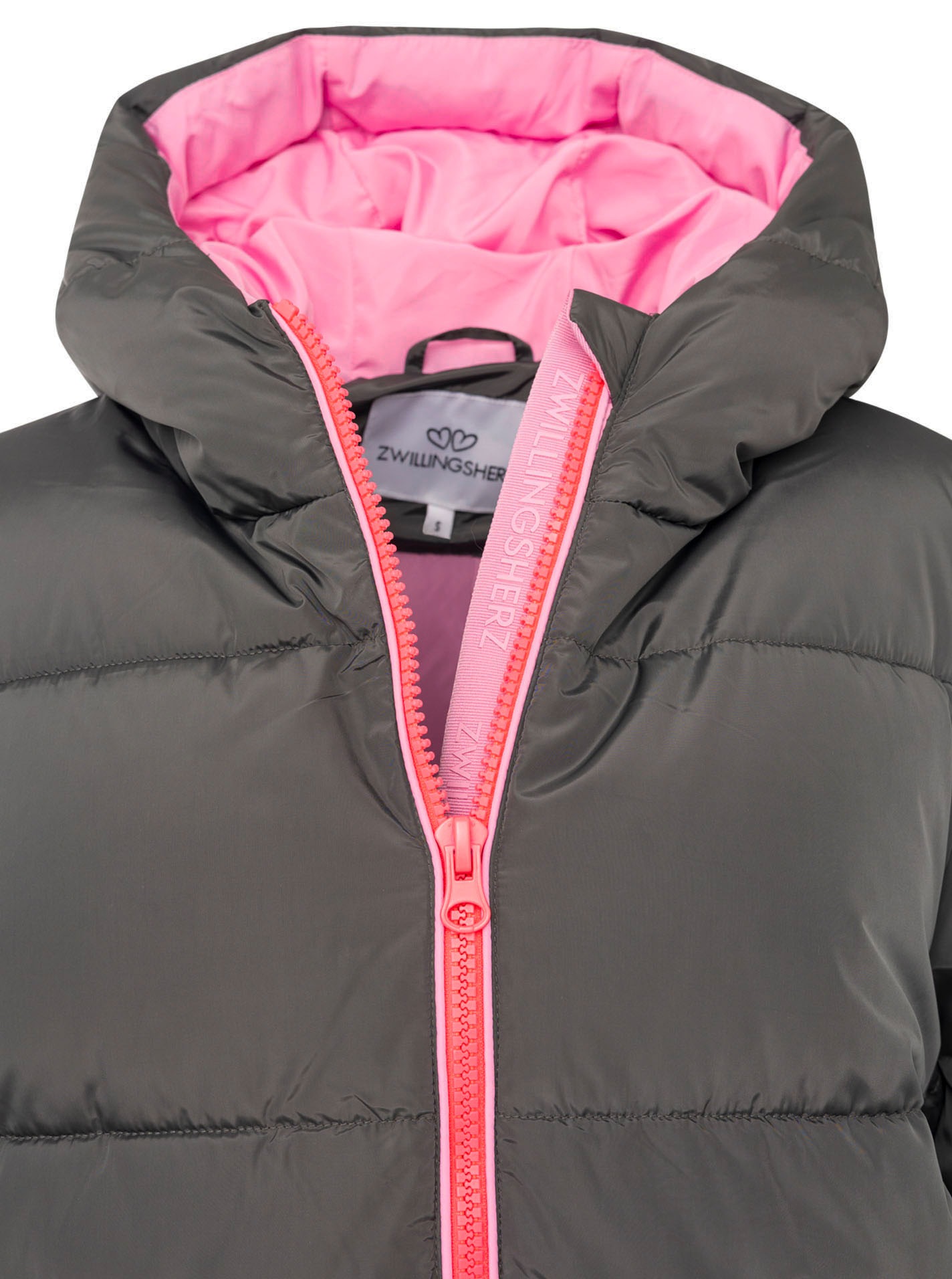 Zwillingsherz Steppmantel »„Cozy“« Kapuze, farbliche Details, Reißverschluss, elastische Bündchen