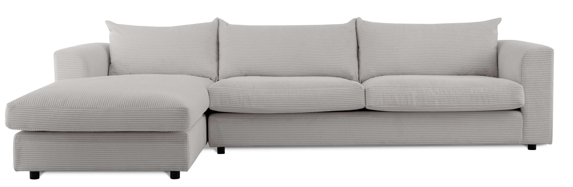 LeGer Home by Lena Gercke Ecksofa »Avelina«, (2 St.), Breite 297 cm, in Cord- und Chenille- Stoff, Rückenkissen mit Federn