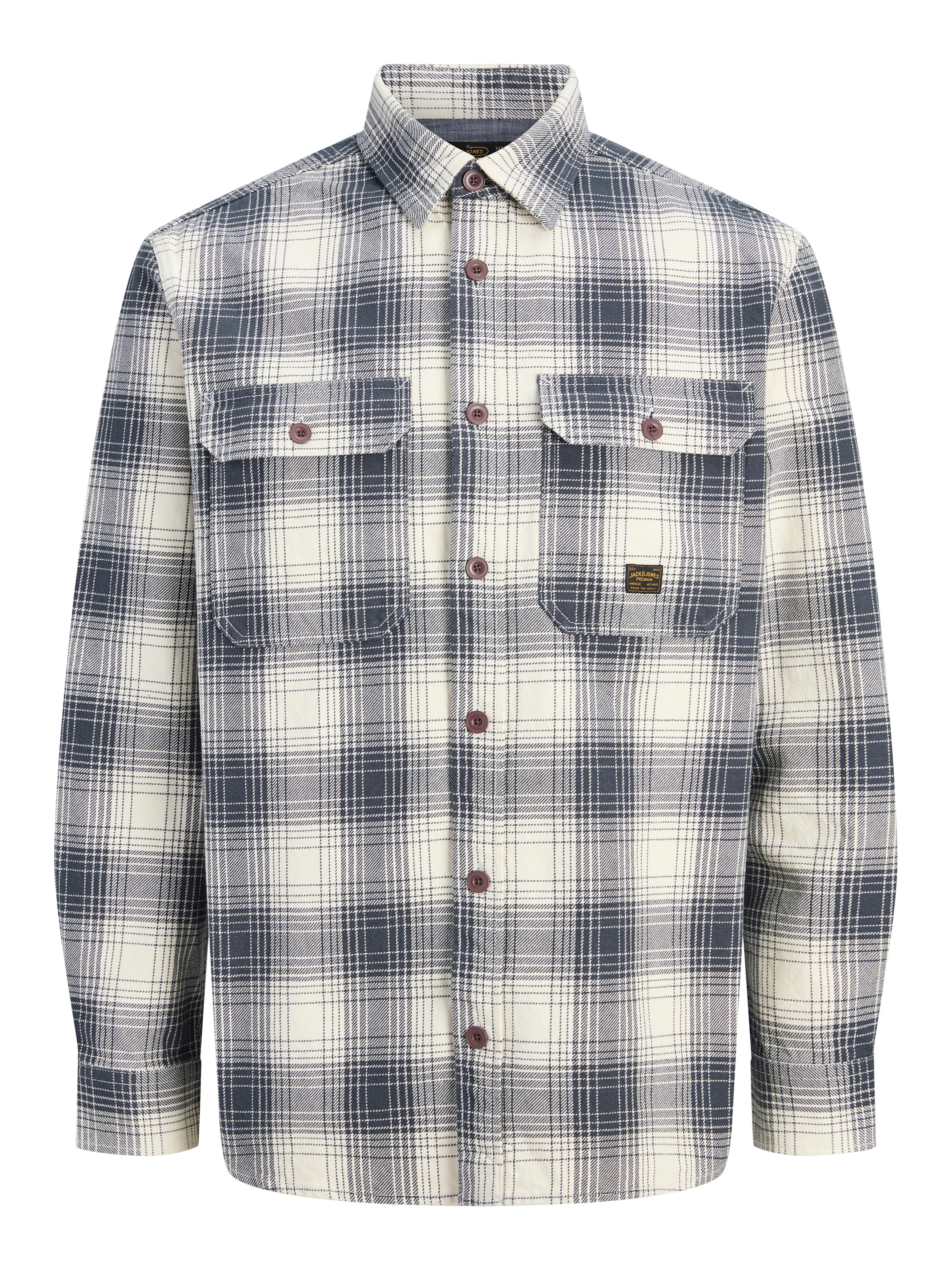 Jack & Jones Langarmhemd »JPRBLUIVY CHECK L/S OVERSHIRT SN« Baumwolle, normal geschnitten