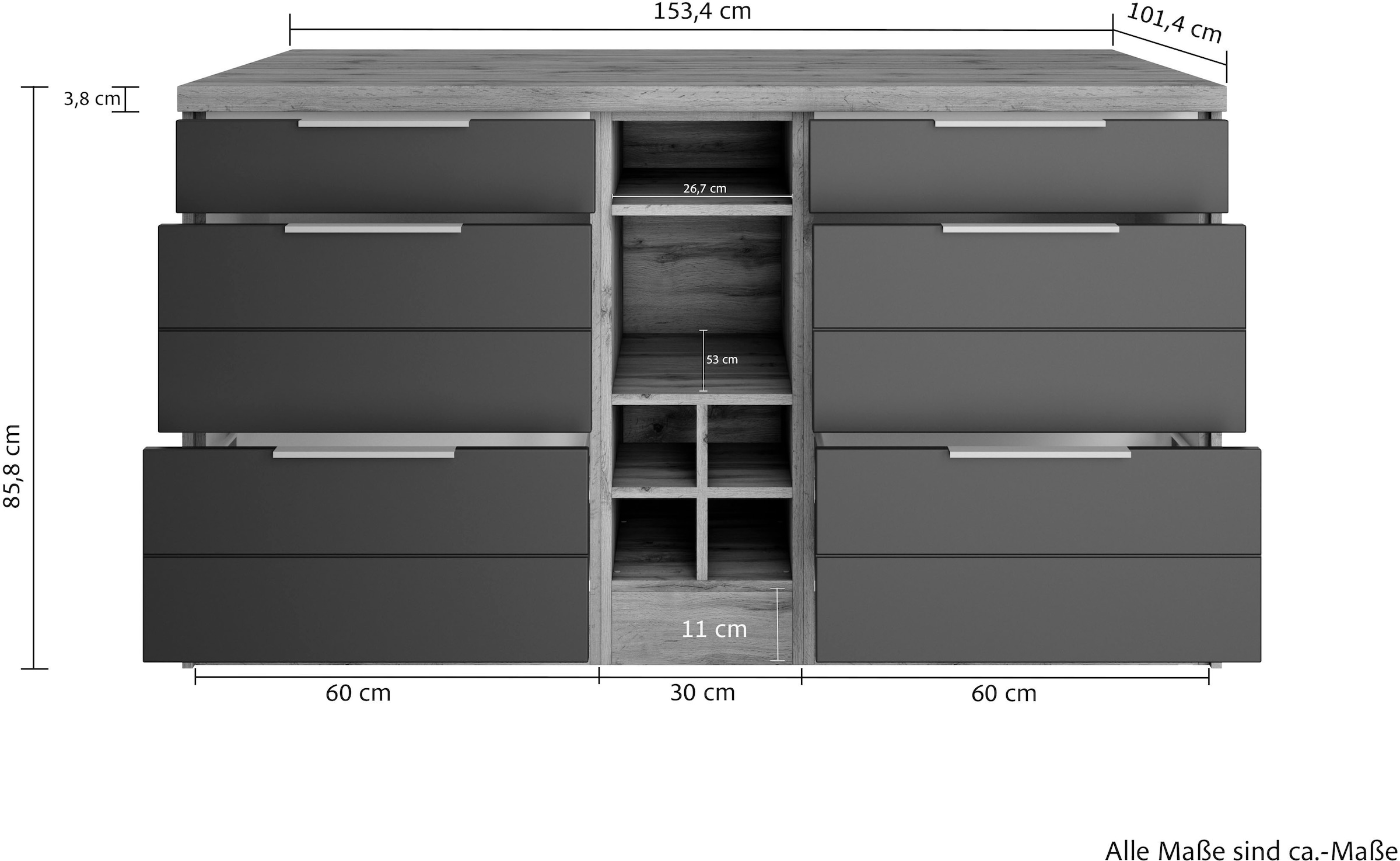 KOCHSTATION Kücheninsel »KS-Luhe, Breite 153 cm, mit Flaschenregal«, MDF-Fronten, Arbeitsplatte 38mm stark