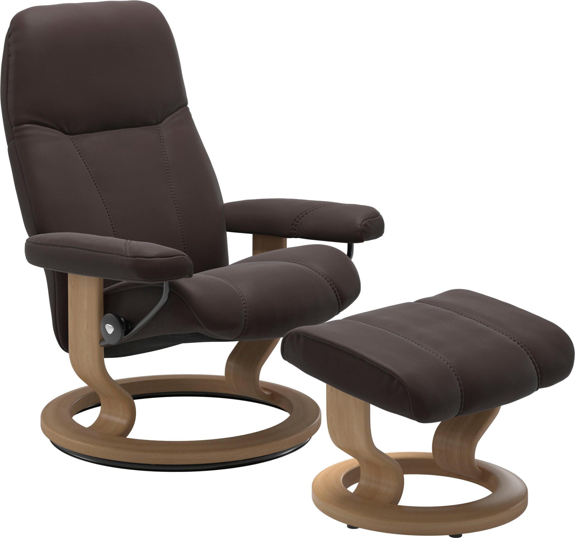 Stressless® Relaxsessel »Consul«, (Set, Relaxsessel mit Hocker), mit Hocker, mit Classic Base, Größe M, Gestell Eiche