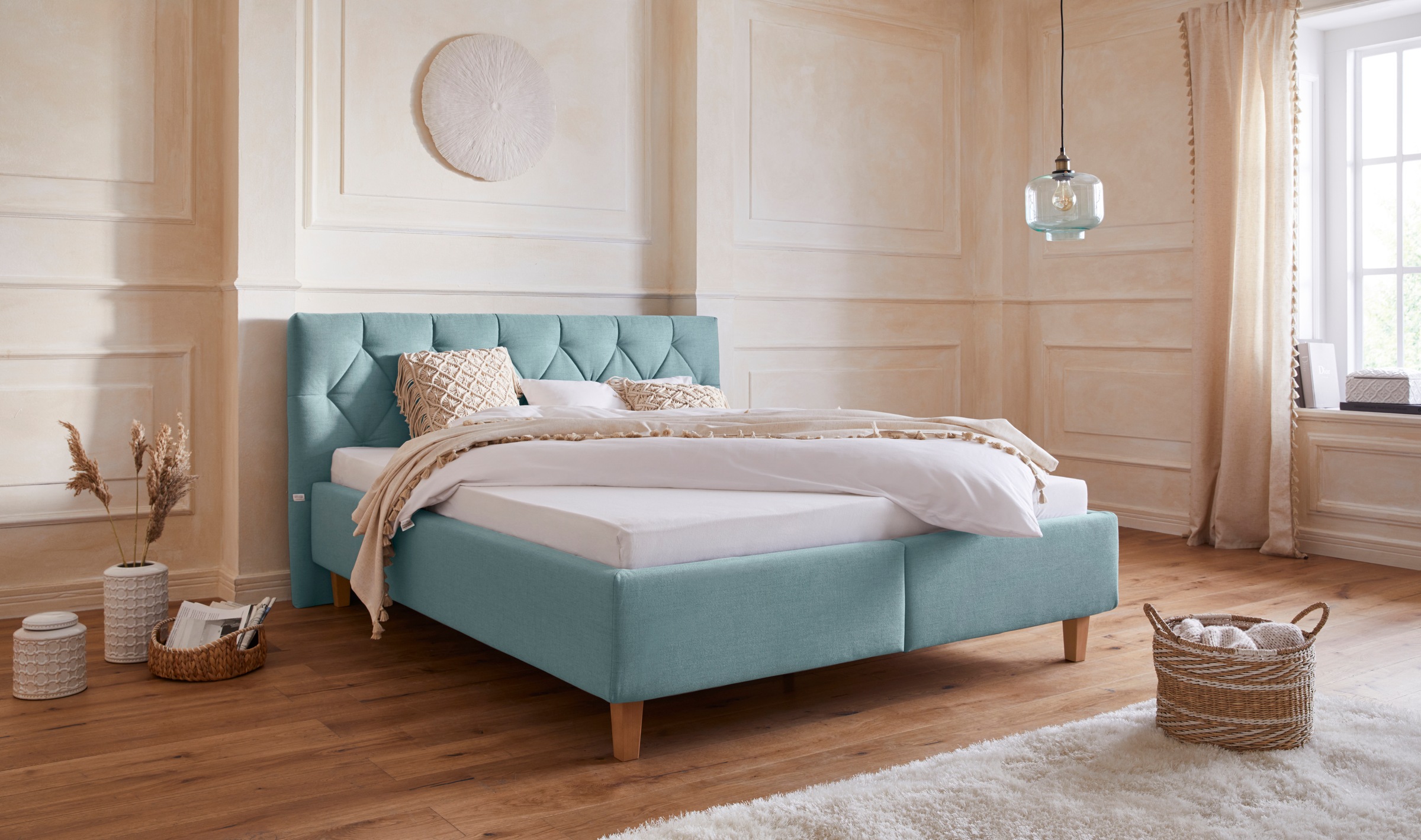 Home affaire Polsterbett "Sunley 100", Kreuzsteppung, Kopfteilhöhe 102 cm, günstig online kaufen