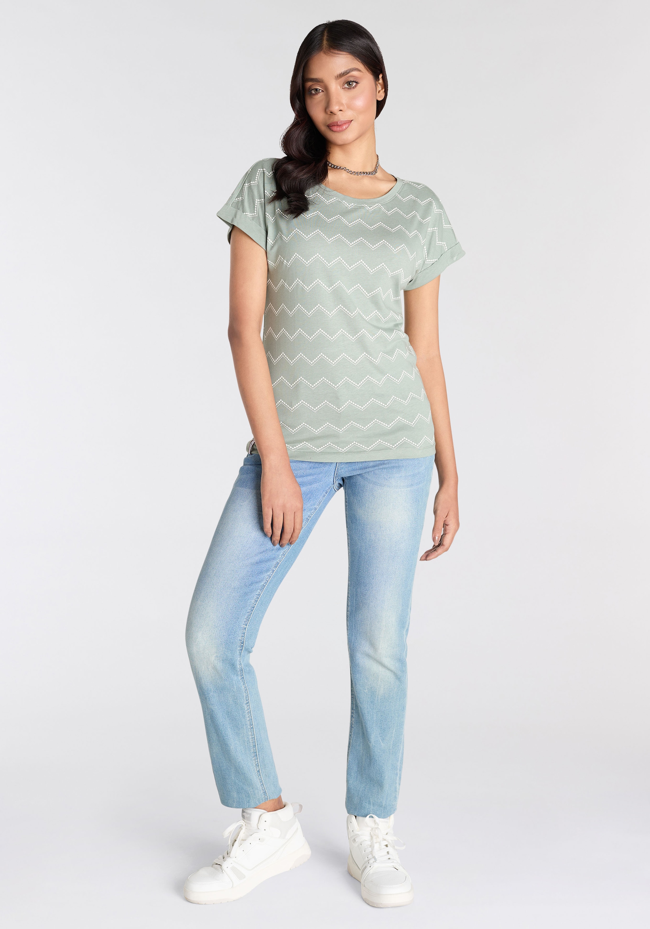 KangaROOS Kurzarmshirt, mit Zick-Zack-Muster