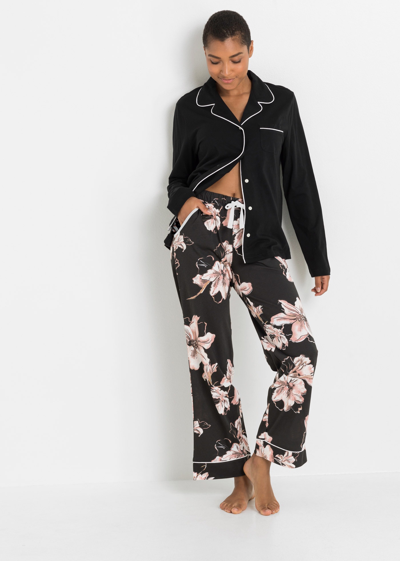 bonprix Pyjama Set, 2 bequeme Passform, aus Baumwolle günstig online kaufen