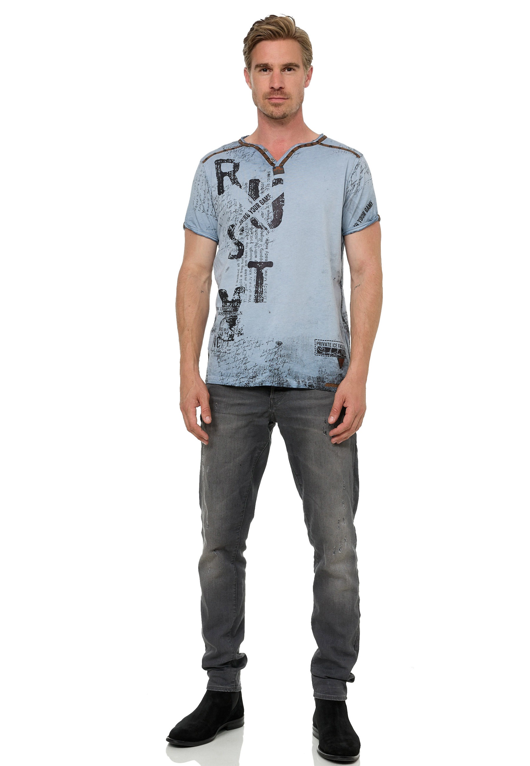 Rusty Neal T-Shirt im Used-Look günstig online kaufen