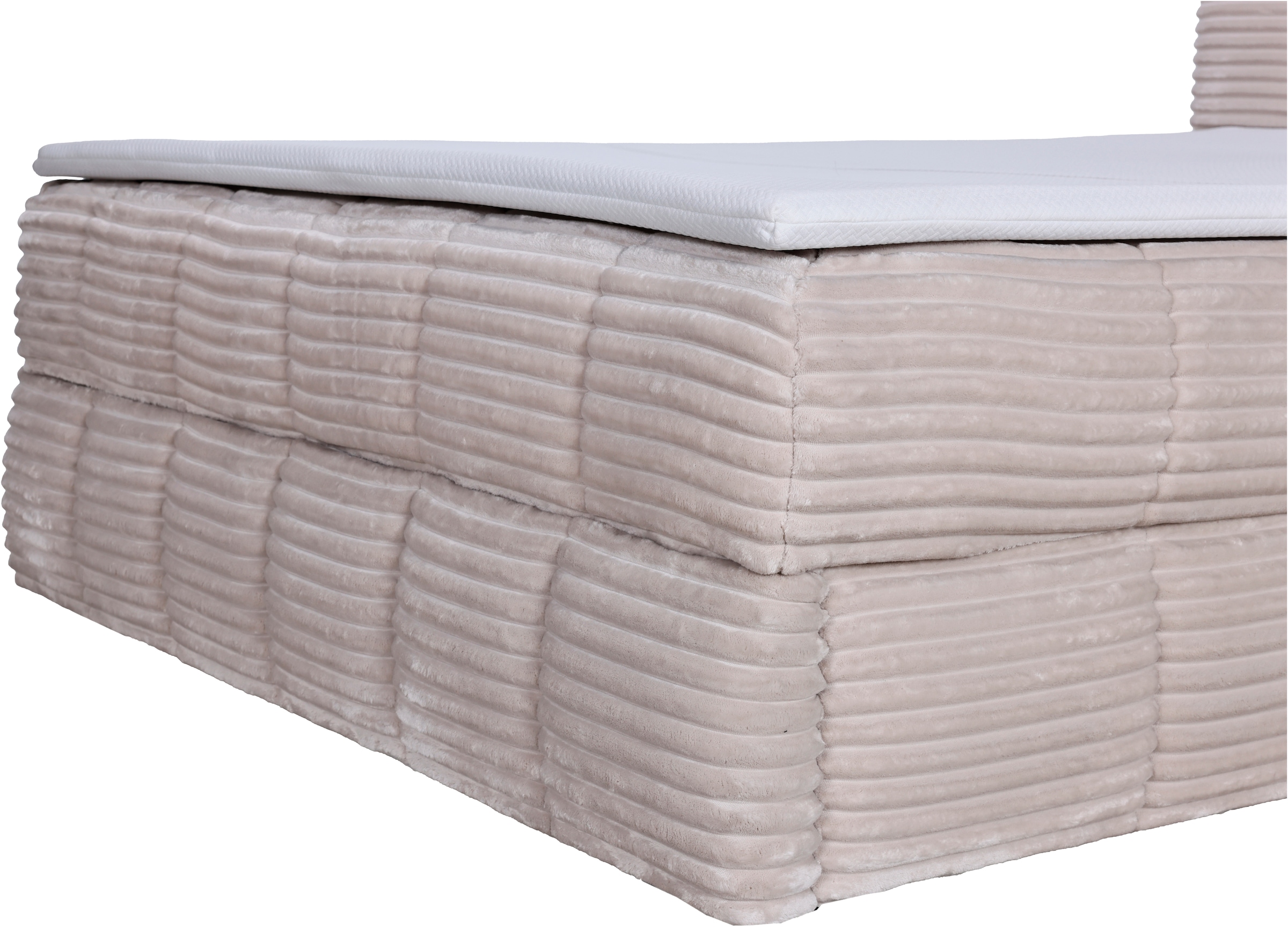 Home affaire Boxbett »SORTELHA, Polsterbett mit Bettkasten und Taschenfederkernmatratze H3« inkl. PU-Schaumtopper, Cord-Bezug, 140x200 & 180x200cm