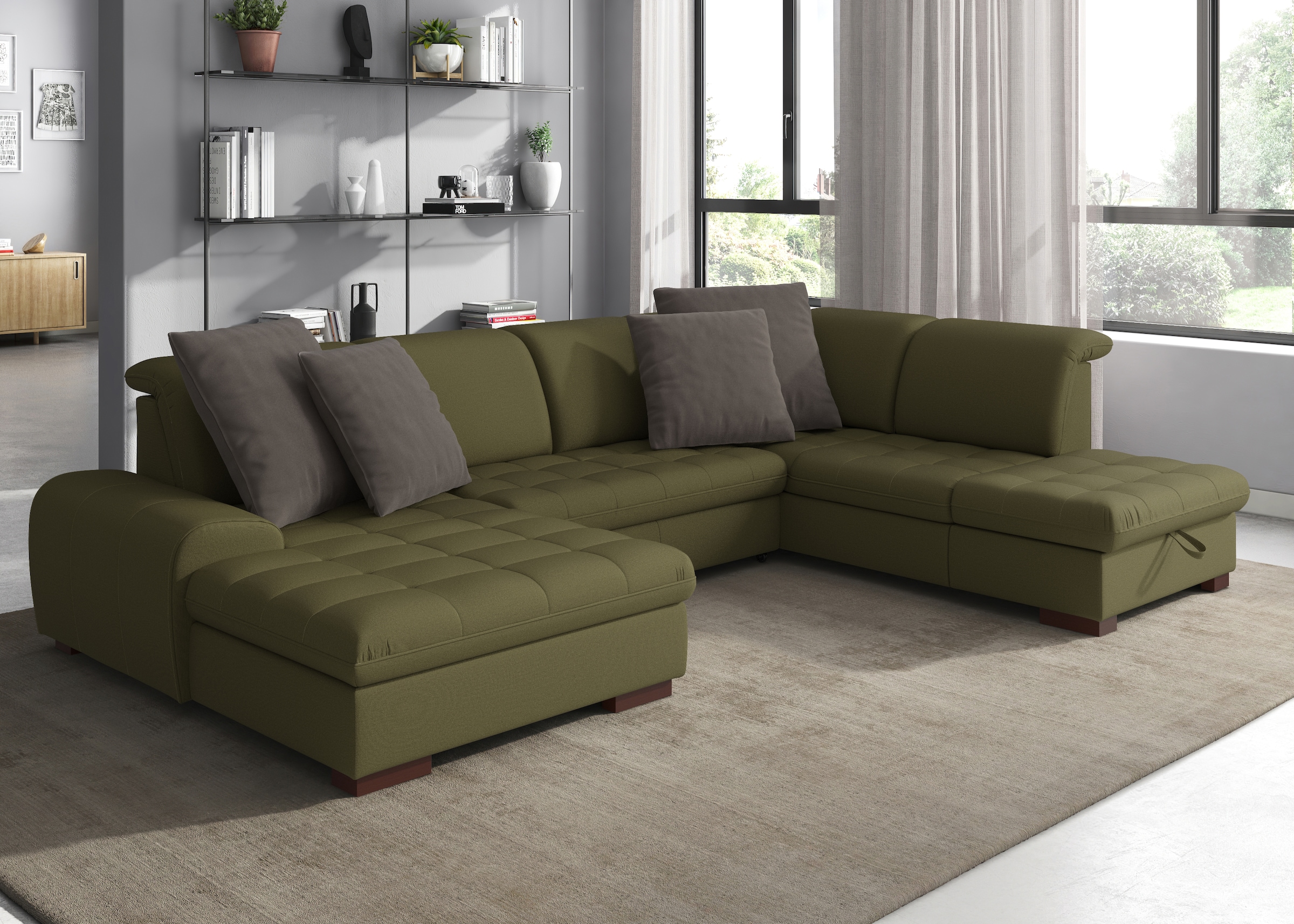 sit&more Wohnlandschaft "Luxor U-Form" wahlweise mit Schlaffunktion, Bettkasten und Kopfteilverstellung