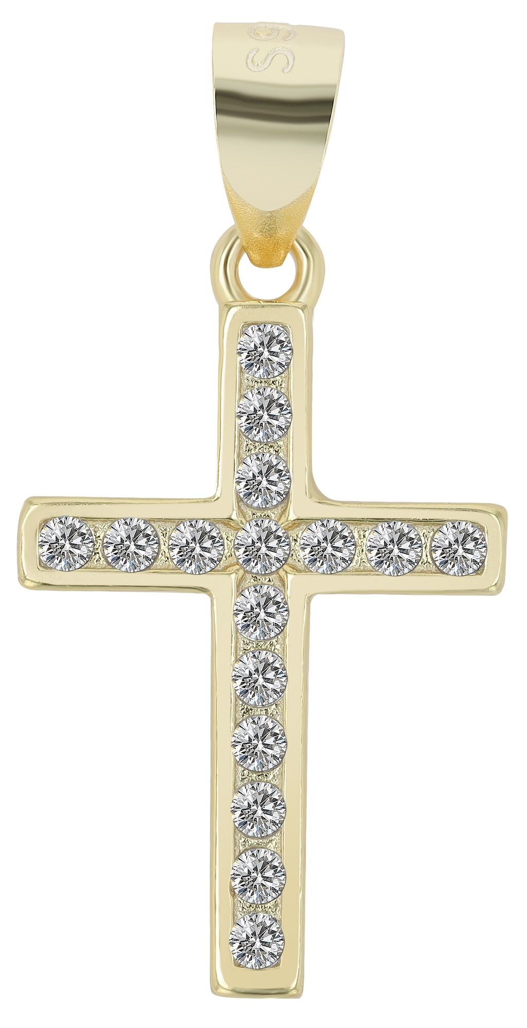 ADELIA ́S Damen Kettenanhänger "Anhänger – Kreuz Kreuzanhänger aus 925 Silber mit Zirkonia", Silber 925 (Sterlingsilber)gold, Silber 925