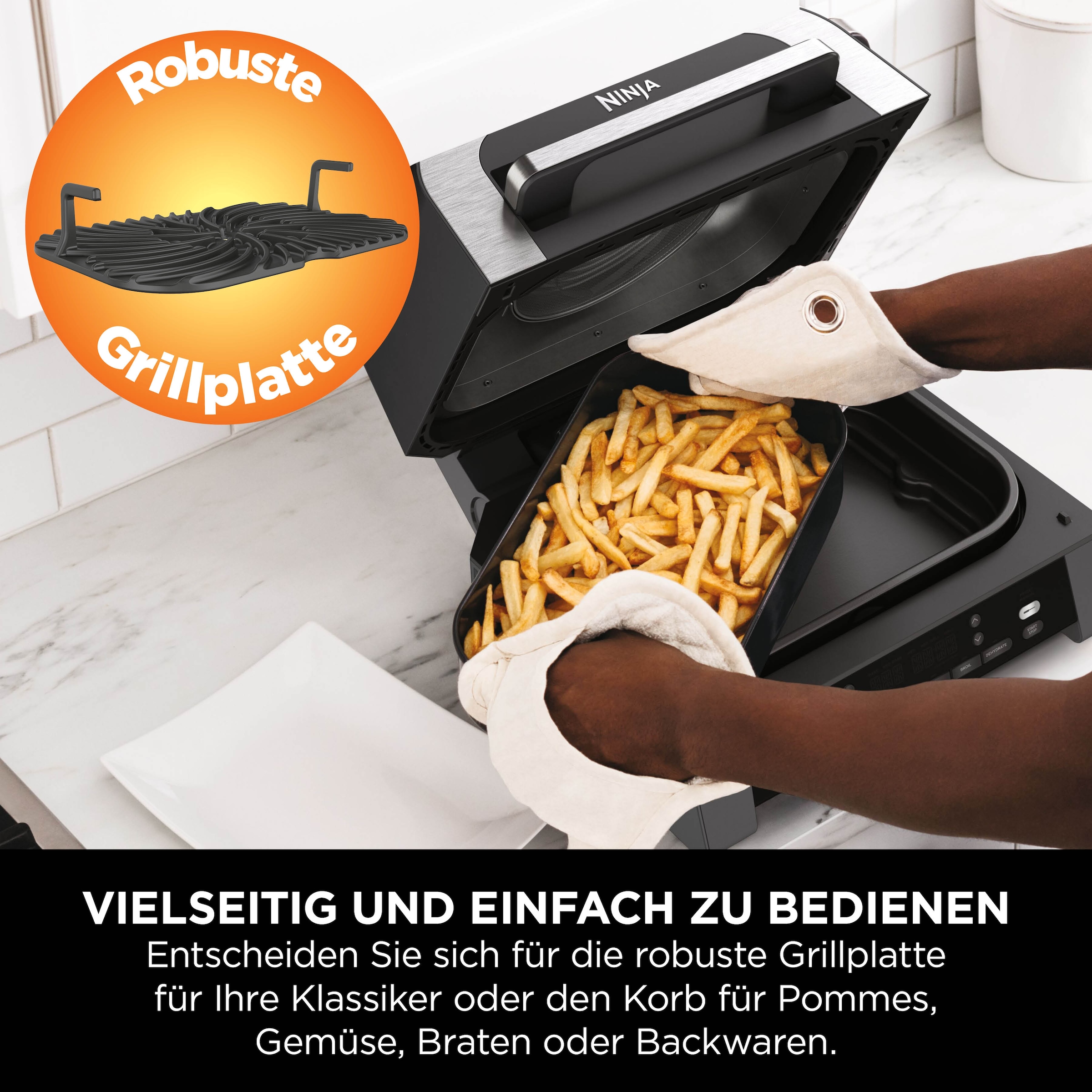 NINJA Tischgrill »DG551EU«, 1760 W, 6-in-1 MAX Grill und Heißluftfritteuse