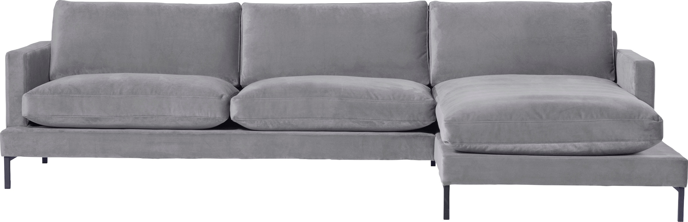 andas Ecksofa "Welland, L-Form," mit schwarzen Metallfüßen, mit Federfüllung im Sitz- und Rückenkissen