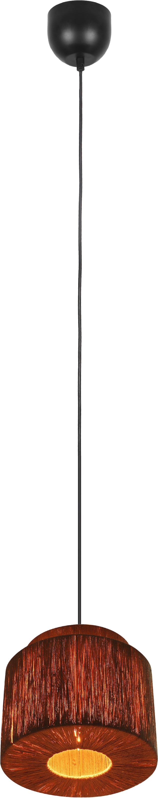 TRIO Leuchten Pendelleuchte »SMILLA, runde Hängelampe mit Jute Lampenschirm Ø 31 cm Höhe 150cm« E27 1 Stk. warmweiß - kaltweiß exkl 1x E27 max 10W, Hängeleuchte Küche Schlafzimmer Esszimmer