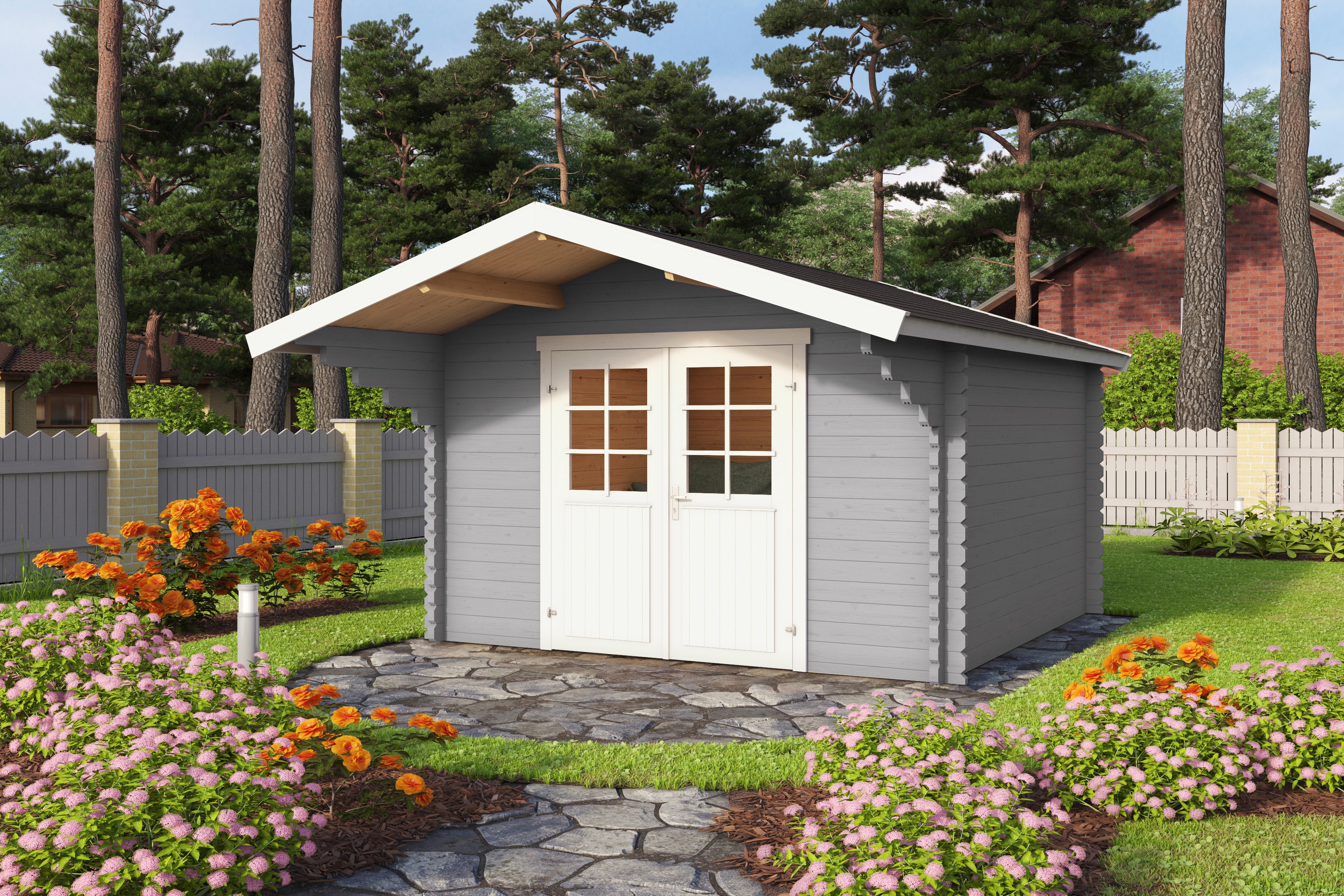 LASITA MAJA Gartenhaus "Viljandi 34" Blockbohlenhaus 34mm